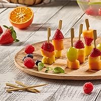 Vista 3 de GUSTO Paquete de 100 palillos de madera de 3 pulgadas, brochetas de bambú, palillos de dientes para cócteles, parrilla, aperitivos, frutas, barbacoa