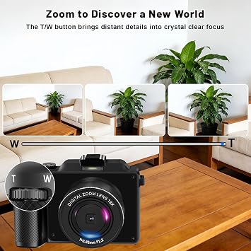 Digital Camera Auto Focus,Vlogging Camera with WiFi 2 Batteries 32G Memory Card, Cameras for Photography Camcorder for YouTube,Portable Travel Camera Compact Video Camera for Adult,Beginners,Teens
