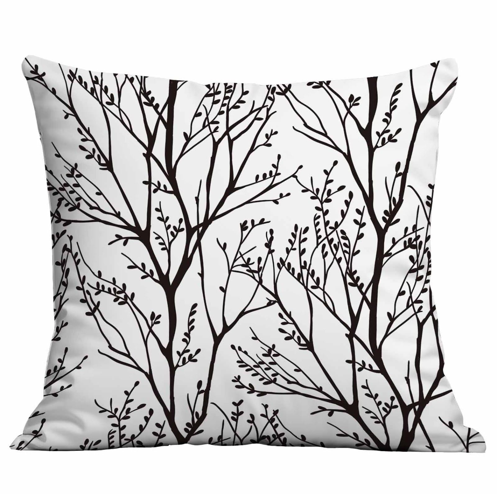 Cushion Covers 60cm x 60cm Black Tree Branch Garden Cushions Soft Fabric Pillow Case Short Plush Outdoor Cushion Covers for Car Office Throw Pillow with Invisible Zipper