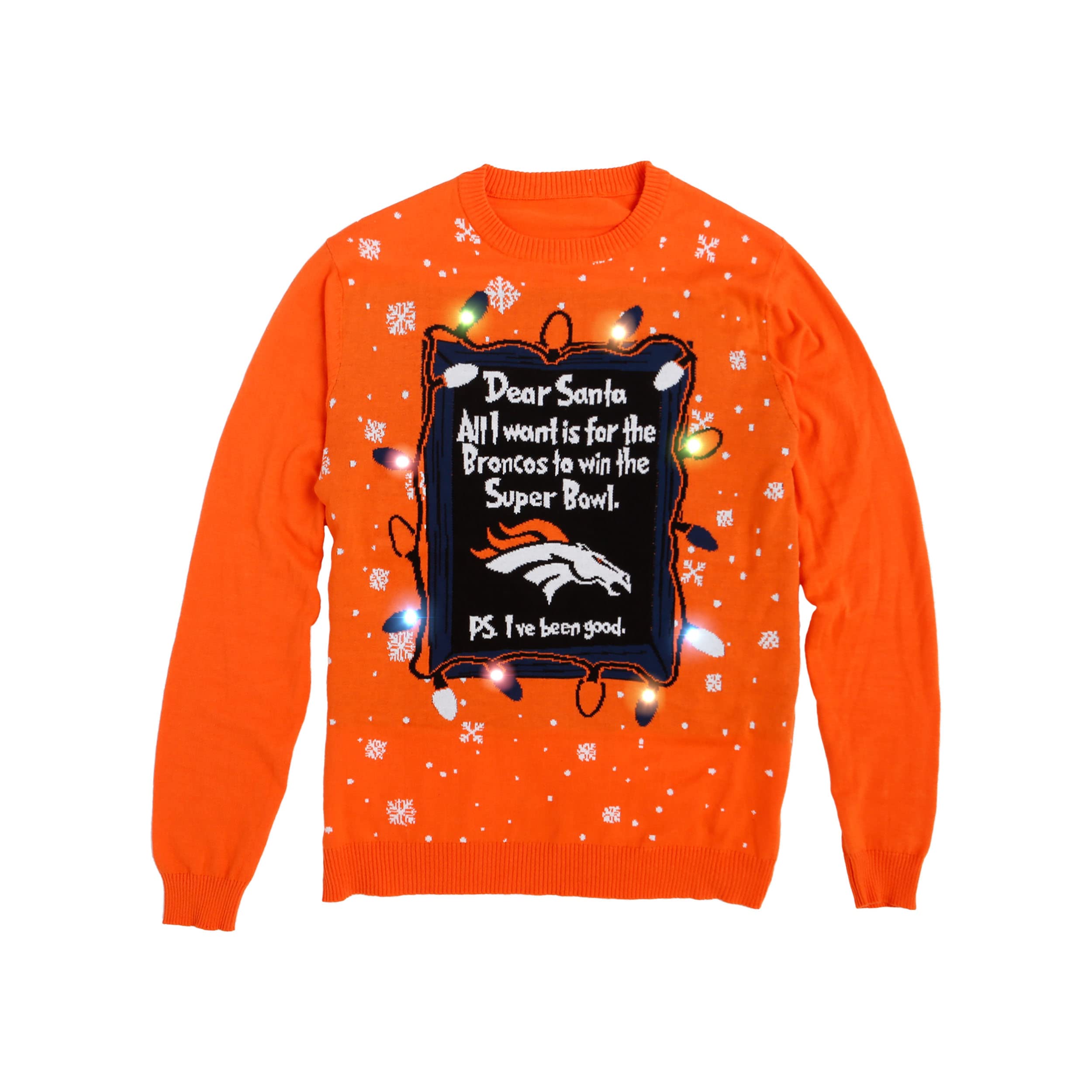 FOCO NFL mens Nfl Team Logo Light Up Dear Santa Holiday Ugly Sweater
