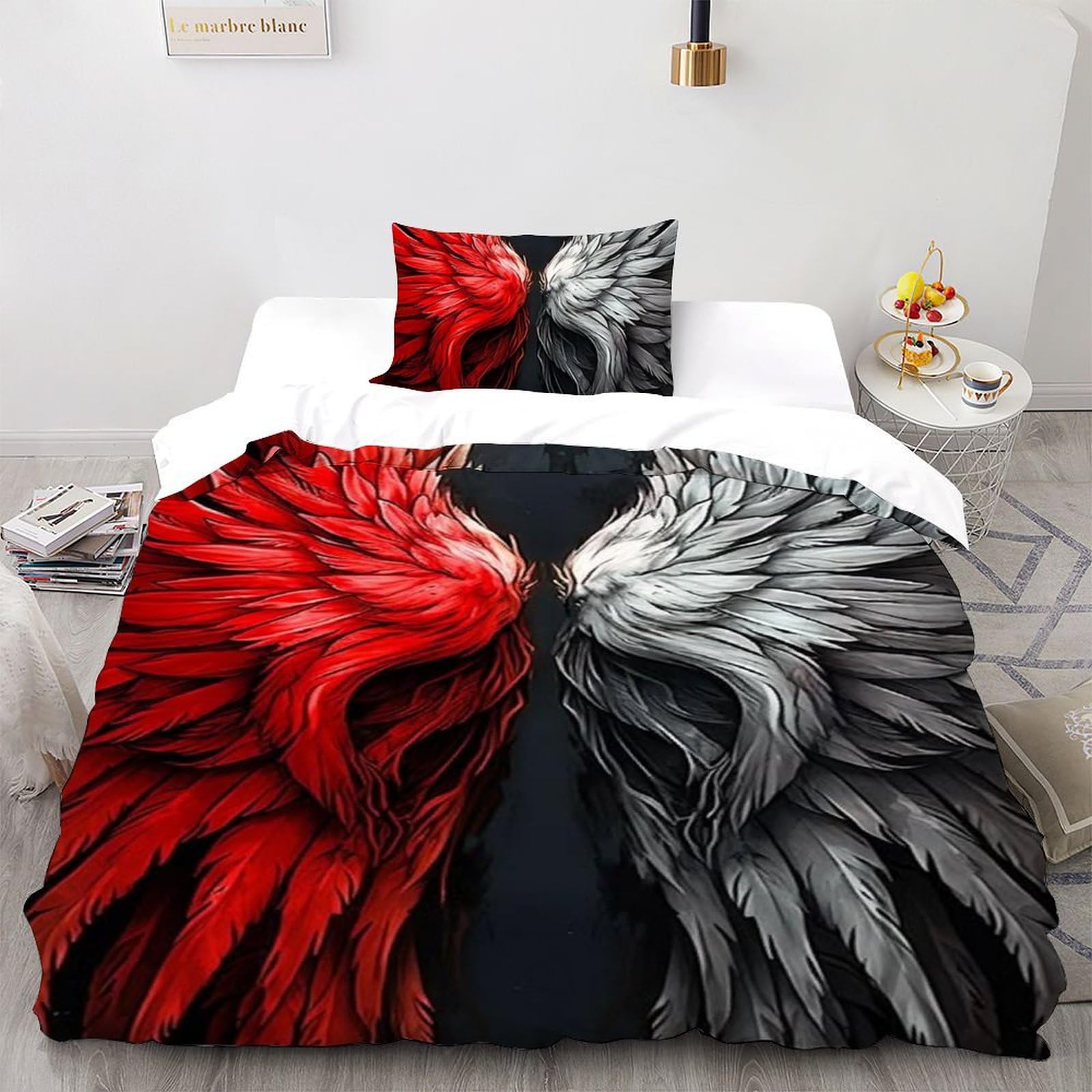 Housse de couette imprimé 3D ailes rouge vif pour illuminer la chambre des enfants