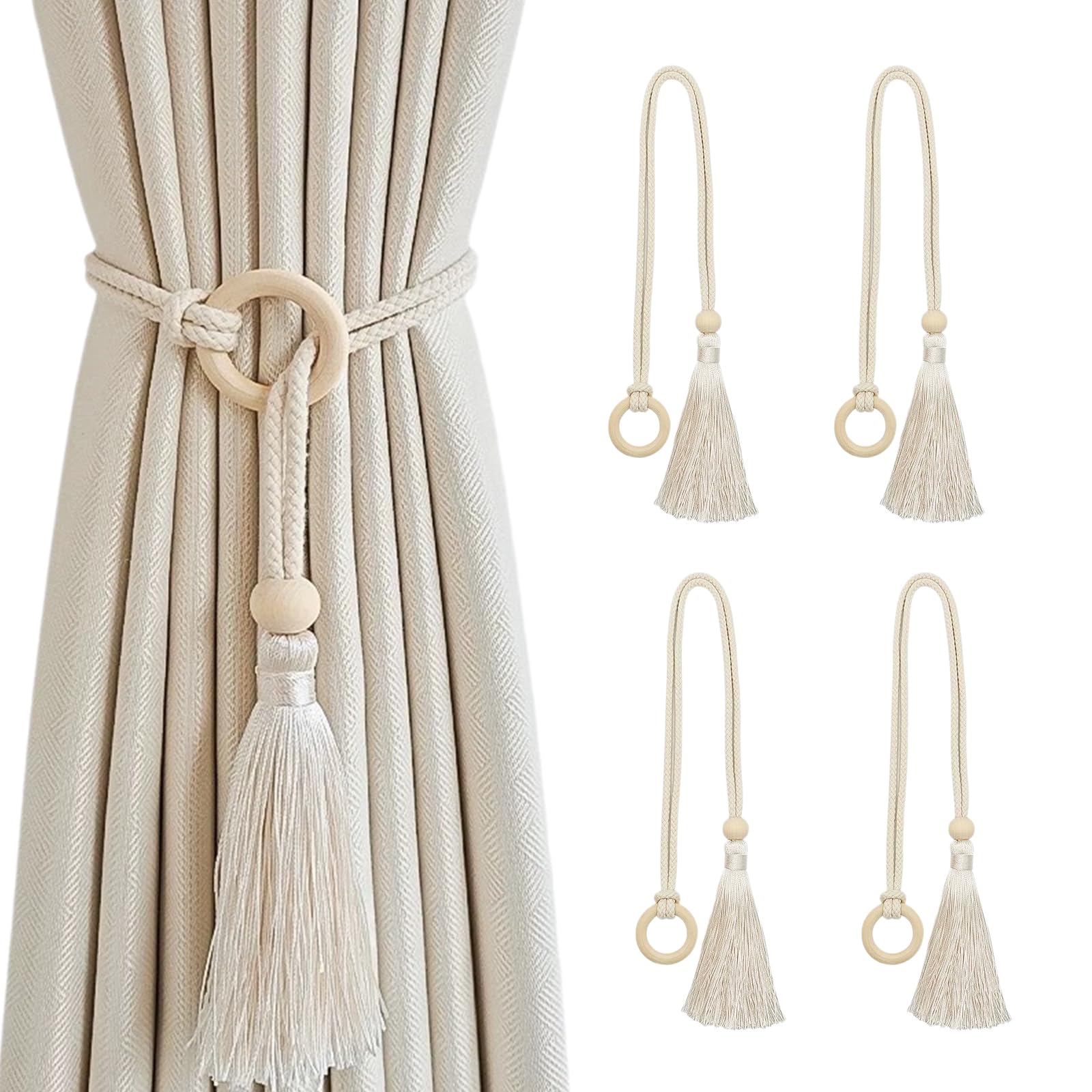 2 Pcs Embrasse pour Rideaux, Embrassés Rideaux Feuille Style Bohème Embrasses, Tissage à Main 2 Pcs Embrasse pour Rideaux, Embrassés Rideaux Feuille Style Bohème Embrasses, Tissage à Main