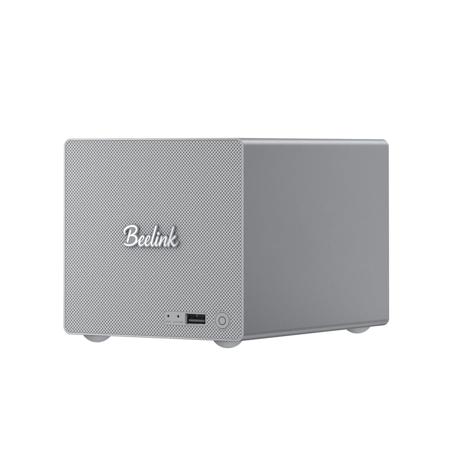 Beelink Mini PC, Hybrid-NAS mit 2 Einschüben ME Pro, Intel N150 16G LPDDR5 RAM 1T SSD, bis zu 72 TB Speicher (2 x SATA+3 x M.2), Dual LAN Port 2,5 GbE+5 GbE, WiFi 6/BT5.4/Software-Router/Rechenzentrum