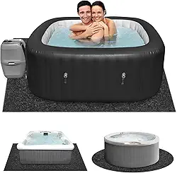 Almofada inflável para banheira de hidromassagem de 203 x 203 cm, protetor de piscina reutilizável acima do solo, tapete de spa absorvente de água para piscina inflável interna e externa