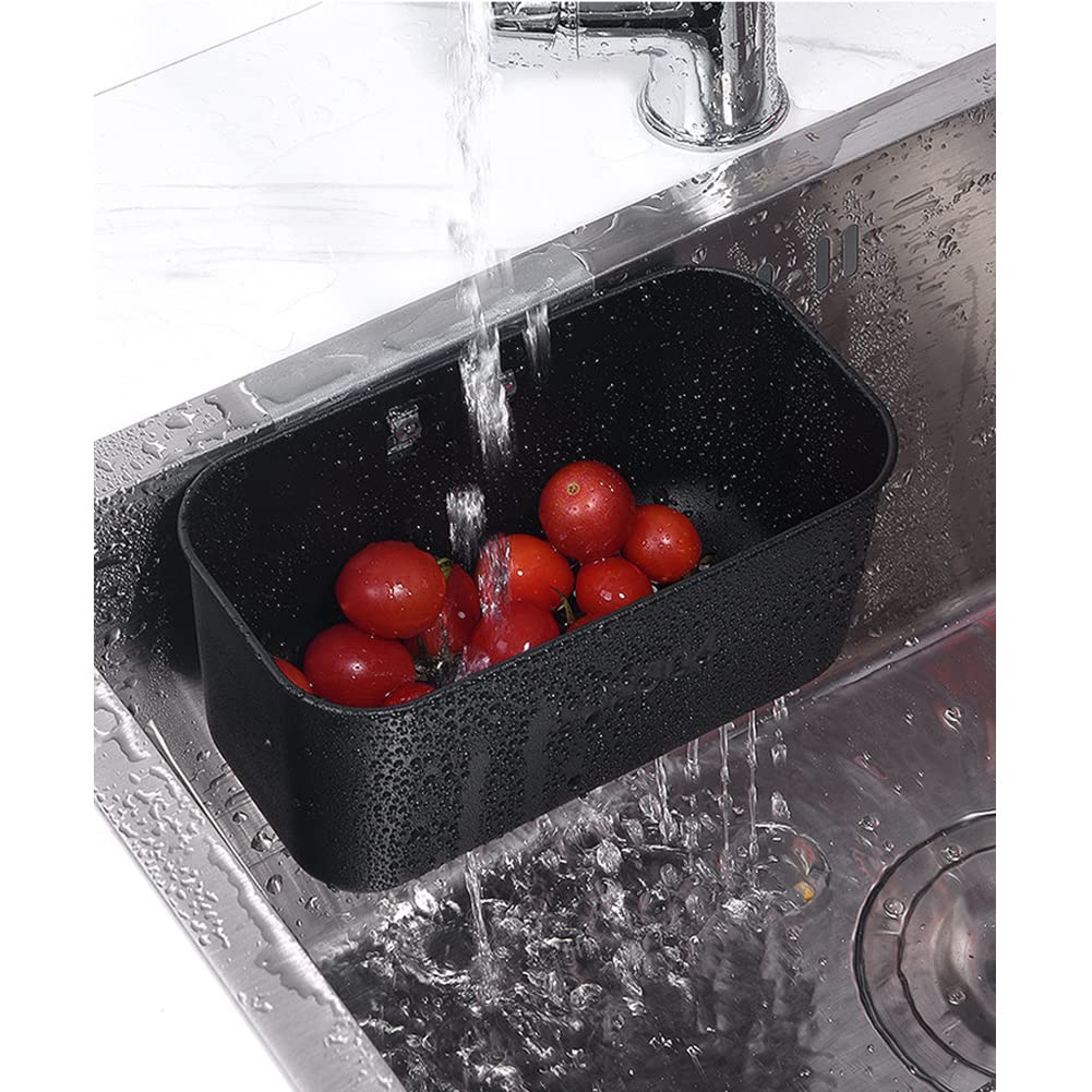 Multifunction Sink Strainer Kitchen Food Catcher Sink Strainer Basket for Filter Kitchen Waste and Wash Vegetables Fruits… (Black)
