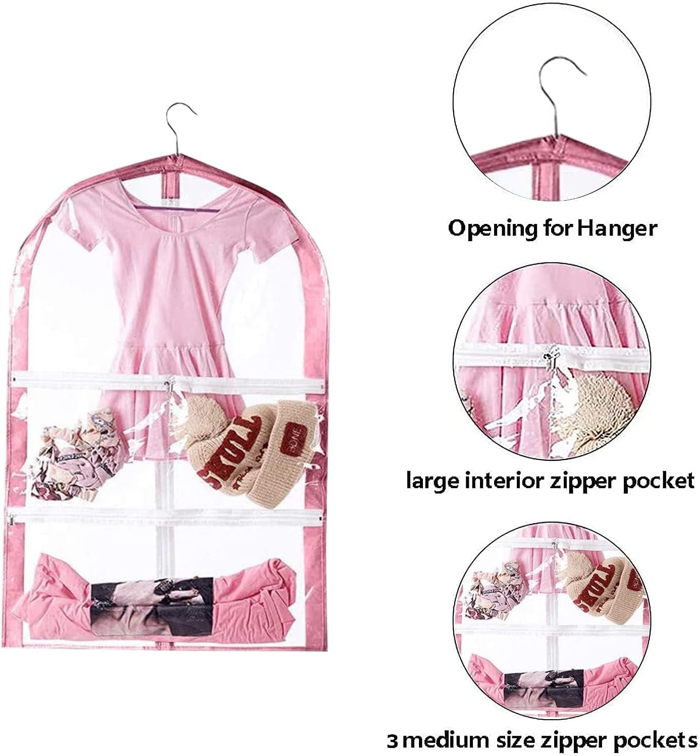 Waterproof Hanging Garment Bag,3 Pack Clear Kids Dance Costume Garment Cover,35 Inch Garment Bags for Hanging Clothes,Garment Bag for Dance Competitions Travel