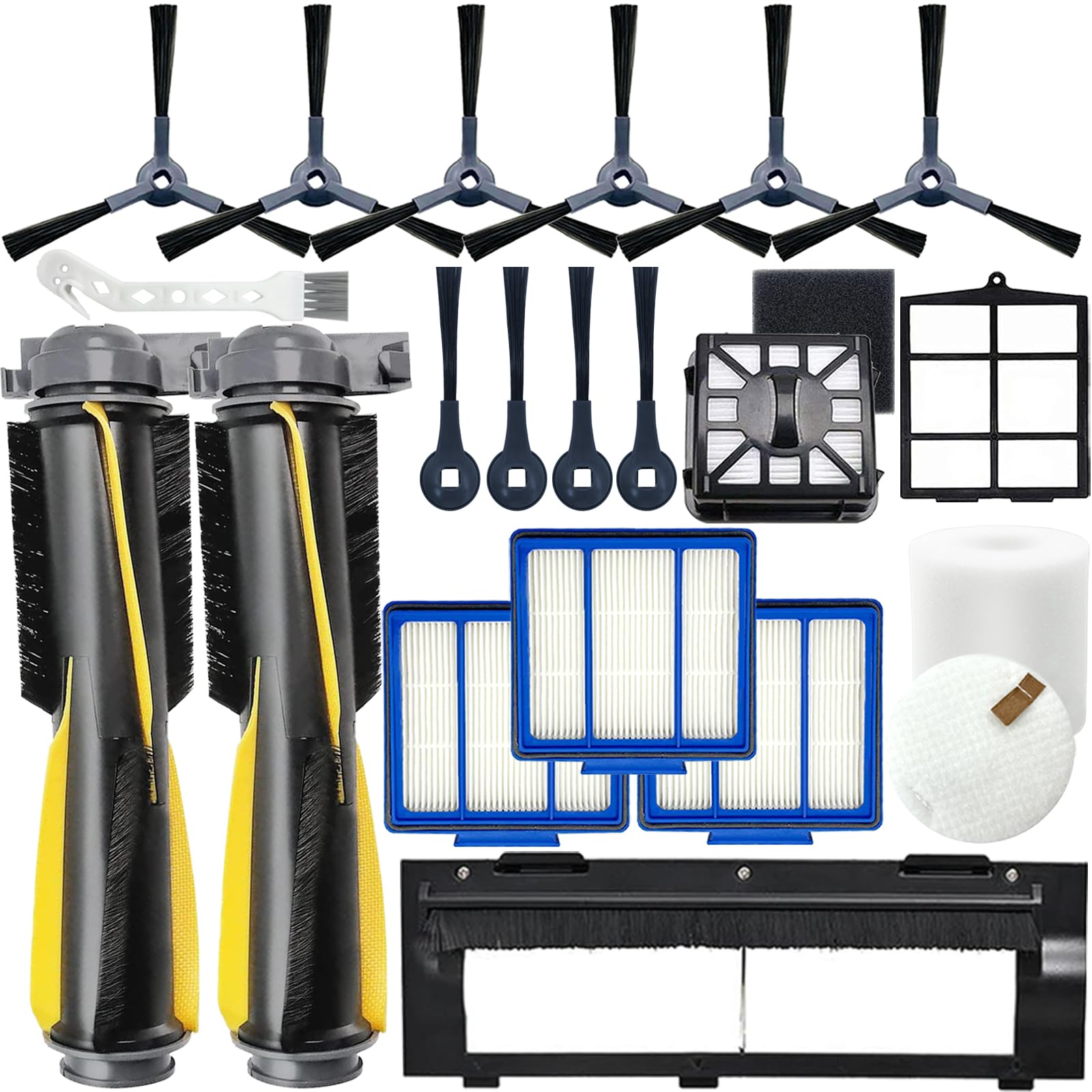 Replacement Parts for Shark IQ RV1001AE Shark AV911S EZ, AV1010AE RV1000 RV1001 AV970 AV993 AV1002AE UR1000SR UR1005AE Vacuum Cleaners,Side/Sweep Brush Filter Main/Roller Brush Shell Clean Base Filter