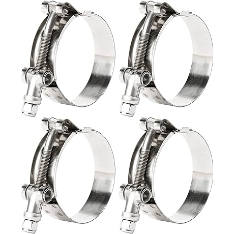 ISPINNER 4 Pack 1.5 Inch Premium T-Bolt Hose Clamps