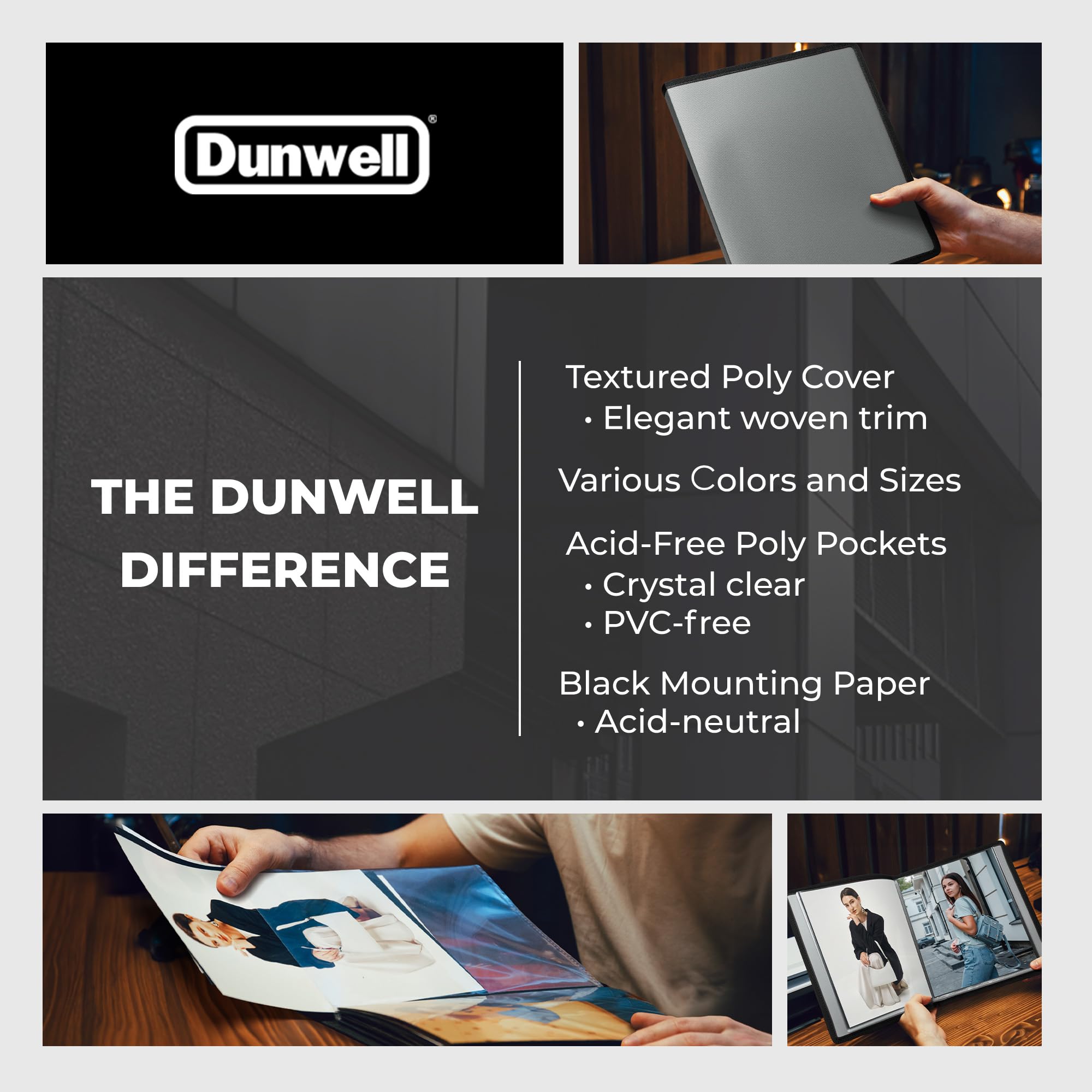 Dunwell Kunst-Portfolio-Ordner für Fotos der Größe 20,3 x 25,4 cm, weiches Einband, 24 gebundene Seiten, zeigt 48 Fotos oder Kunstwerke, Präsentationsbuch mit 8 x 10 Blatt Schutzhüllen, Archivqualität