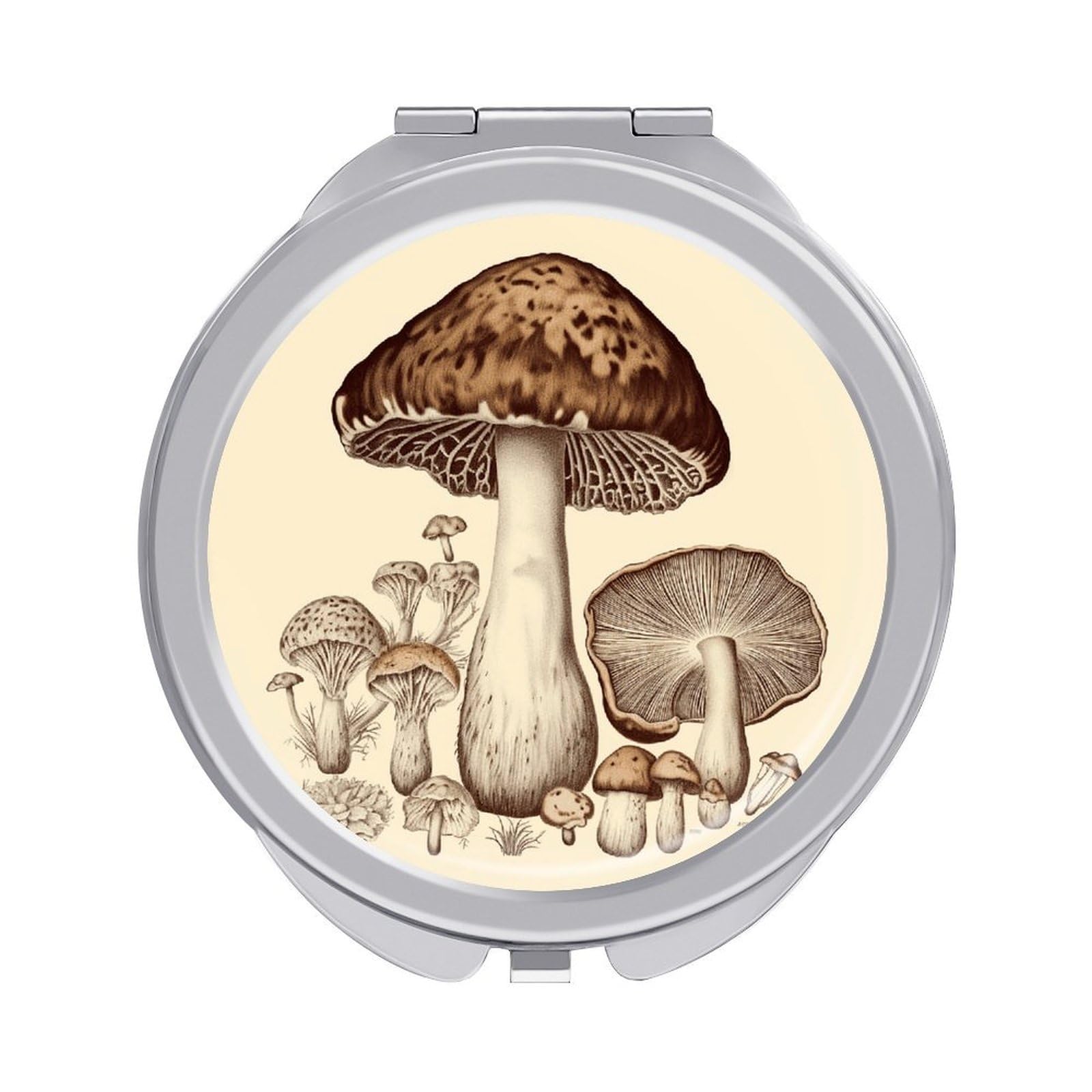 VstaDank Vintage Mushrooms Drawing Compact Mirror for Purses Round Fashion Travel Makeup Mirror 2X /1x Magnifying Double Sides Mini Mirrors Portable Pocket Mirrors for Handbag Purse Women Gift