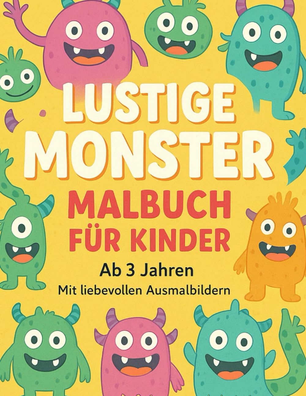 Lustige Monster Malbuch für Kinder: Fröhliche Ausmalbilder mit süßen Monstern – Kreativer Malspaß ab 3 Jahren