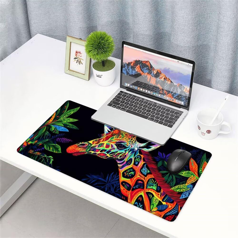Alfombrilla de Mouse para Juegos, Colore, XXL, Antideslizante, Impermeable, Diseño de Giraffa, Extendido, Grande, 1200x600x3mm, para PC, Laptop, Ufficio, Famiglia d-222