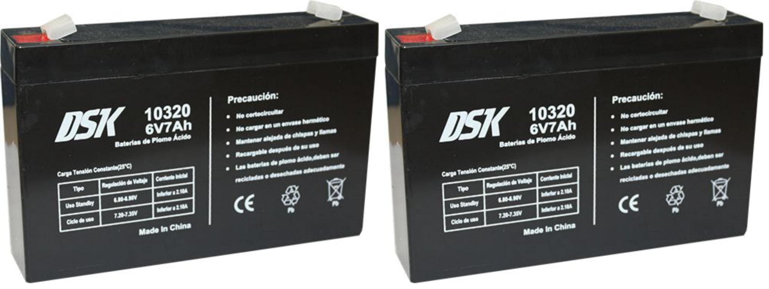 DSK 10320 - Batterie au Plomb AGM Rechargeable scellée 6V 7Ah. Idéal pour Les Voitures et Les Motos électriques pour Enfants, Scooters, systèmes UPS, systèmes de sécurité. Le Gel ne se renverse Pas