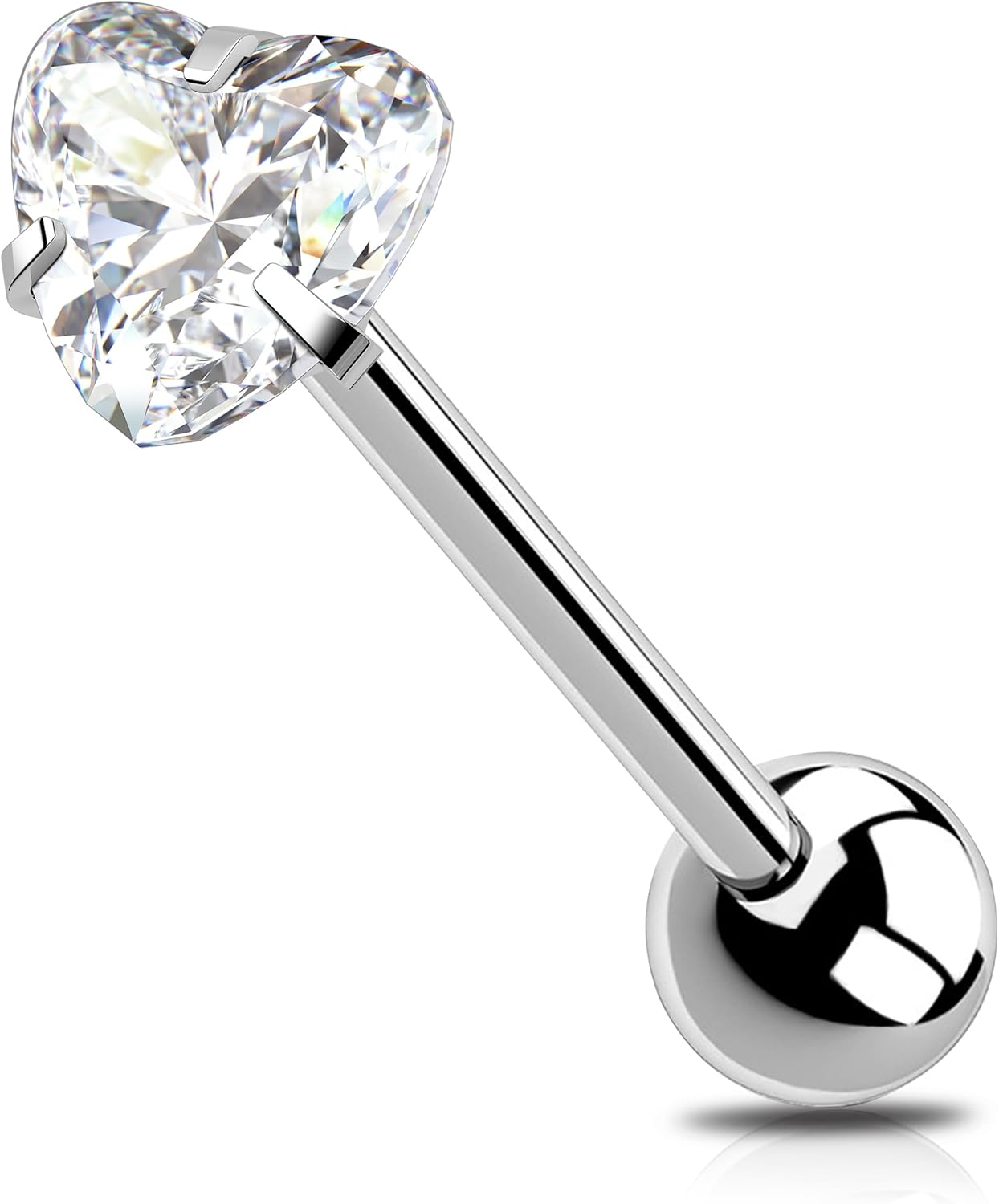 Melighting Titanium Tongue Ring 14G Heart Tongue Piercing