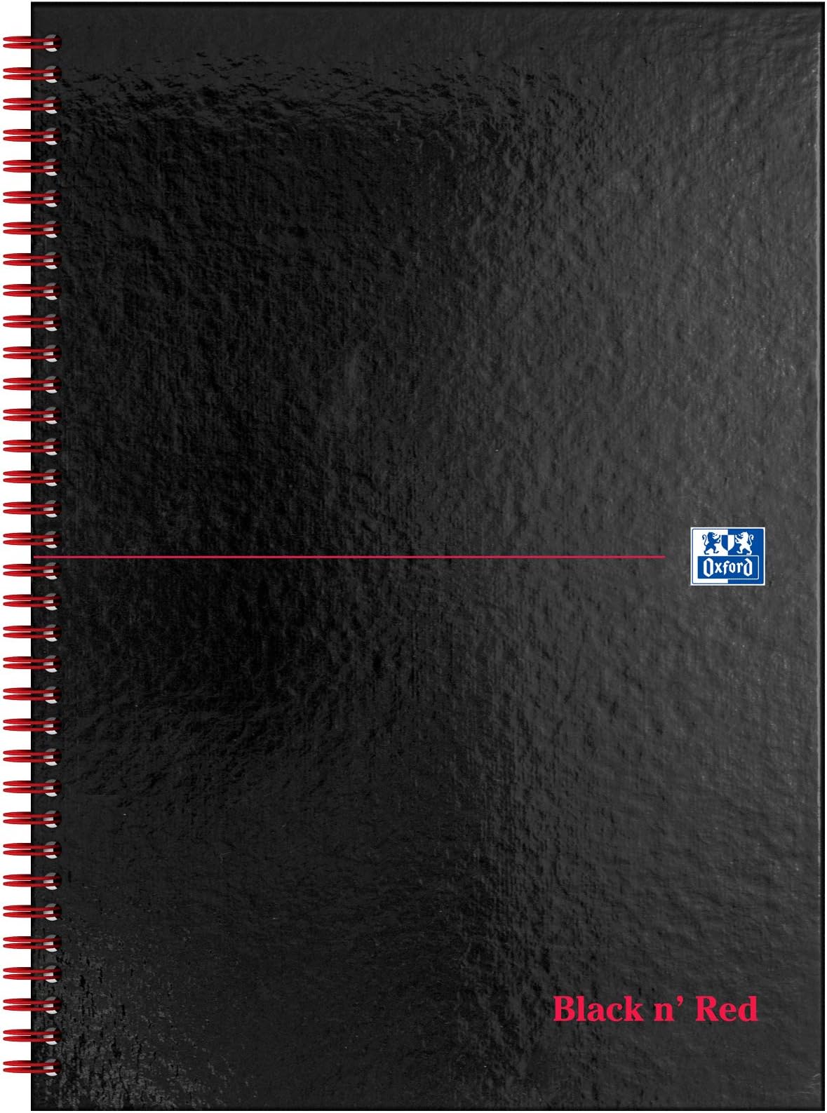 Oxford Black n' Red A4 Hardback Wirebound Notebook, Glossy, 140 Pages, 1 Notepad