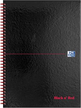 Black n Red Oxford A4 Hardback Wirebound Notebook, Glossy, 140 Pages, 1 Notepad