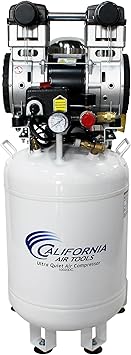 California Air Tools 10020DC Powerful 2.0 HP Ultra Quiet, Oil-Free Air Compressor, 10 Gallon Tank Capacity, 70 dB Noise Level, Electric, with 80% Air Dryer and Aftercooler, White
