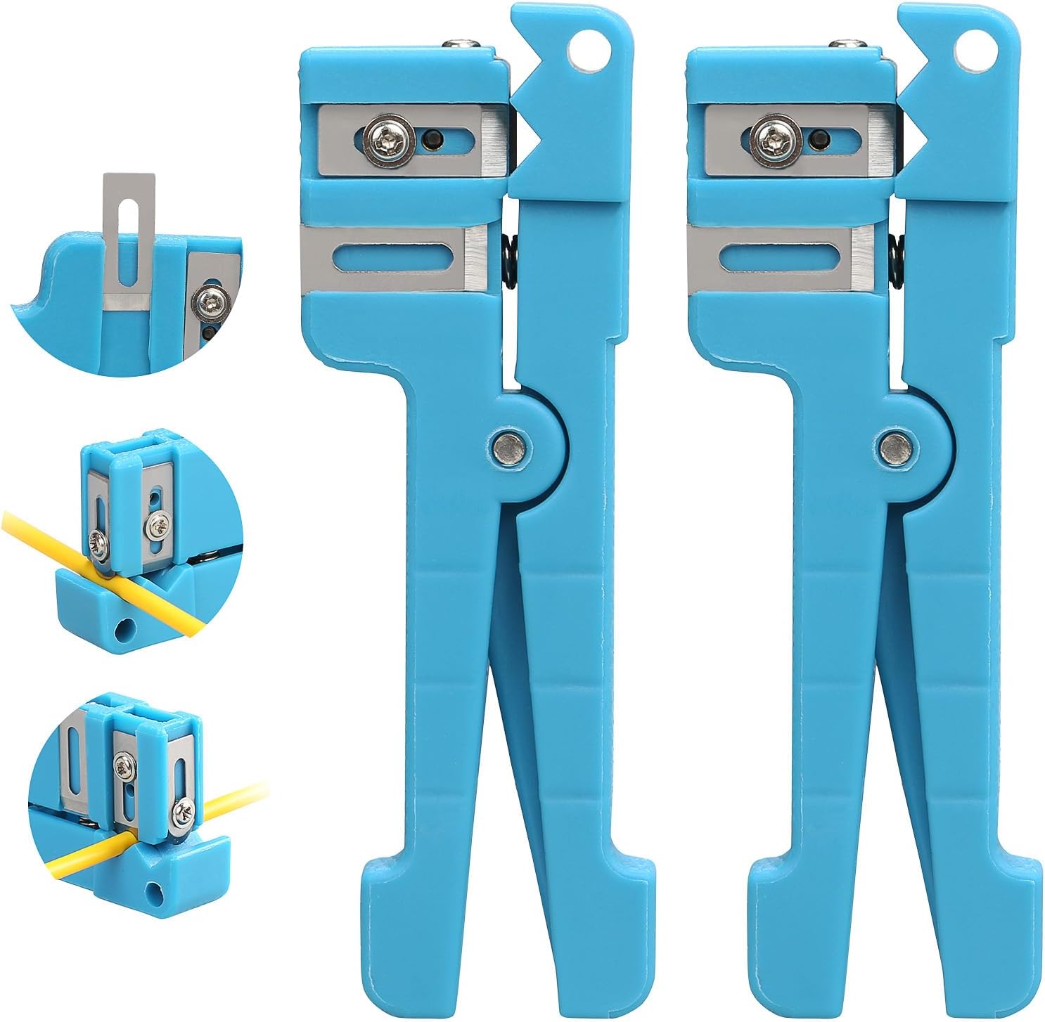 （2pcs）45-163 Fiber Optic Coaxial Cable Stripper 3.2-5.6mm Fiber Transverse Loose Tube Stripper Fiber Optic Stripper Fiber Optic Cable Stripping Cleaver Slitter Fiber Optic Cutter Tool (Blue)