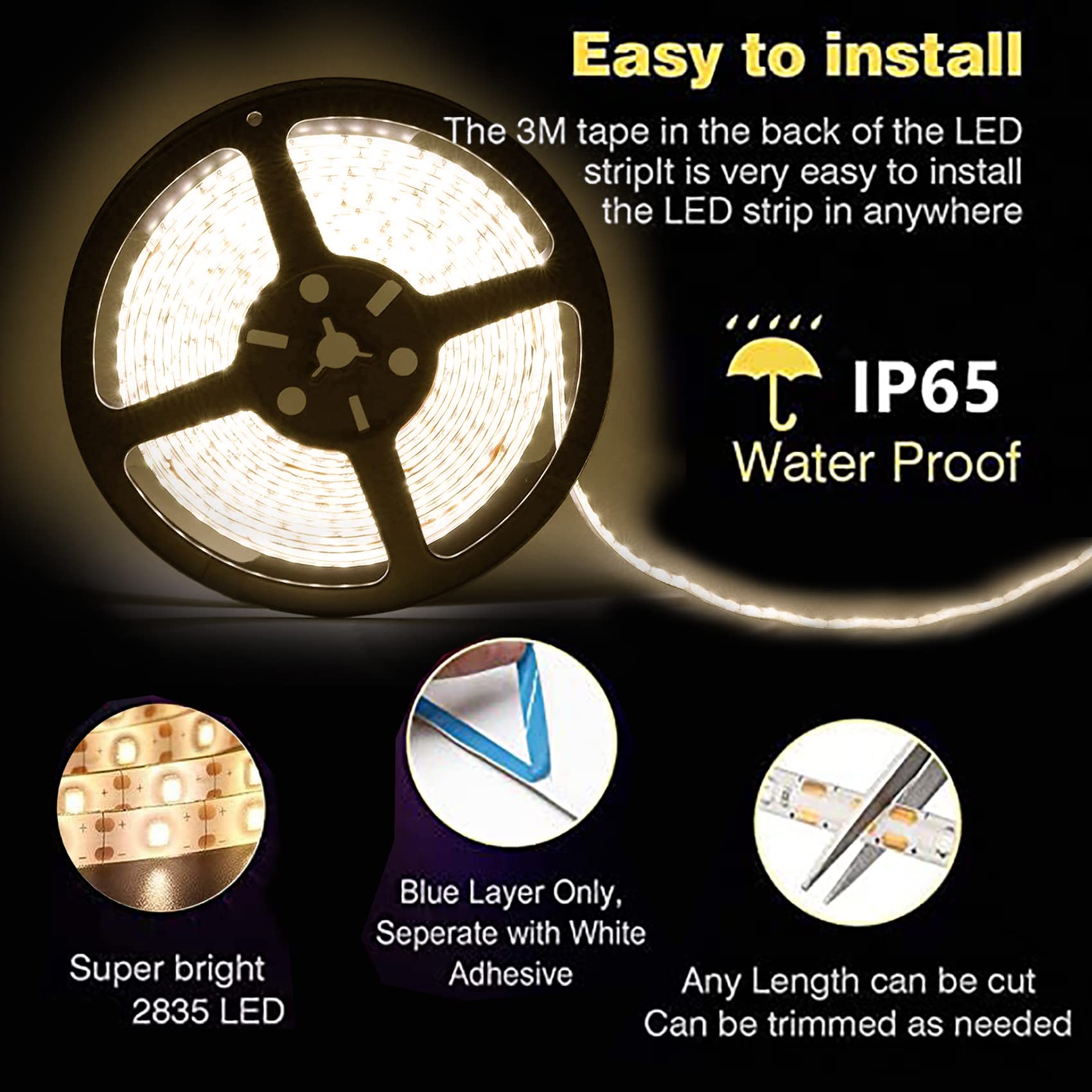 Solar Outdoor LED Strip Lights 16.4ft – Waterproof, 300 LEDs, Remote, 8 Modes, Cuttable