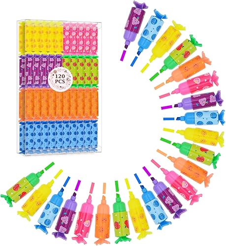 Eki Shoal 120 bonitos resaltadores 6 colores en mini resaltadores para niños, estudiantes, fiestas, resaltadores con purpurina, ideal para Eki Shoal 120 bonitos resaltadores 6 colores en mini resaltadores para niños, estudiantes, fiestas, resaltadores con purpurina, ideal para