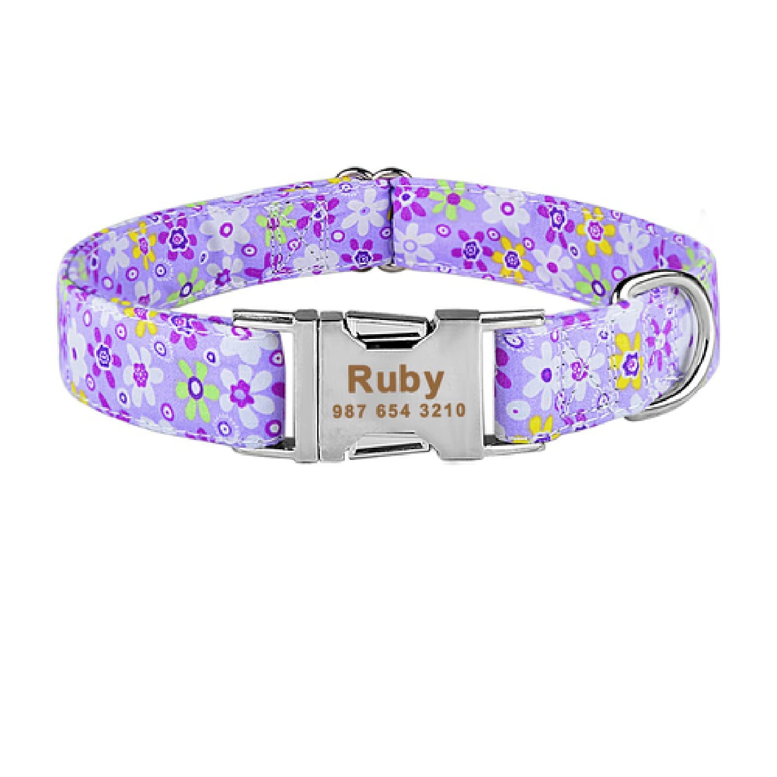 Collier personnalisé gravé pour chien en nylon anti-perte réglable taille M