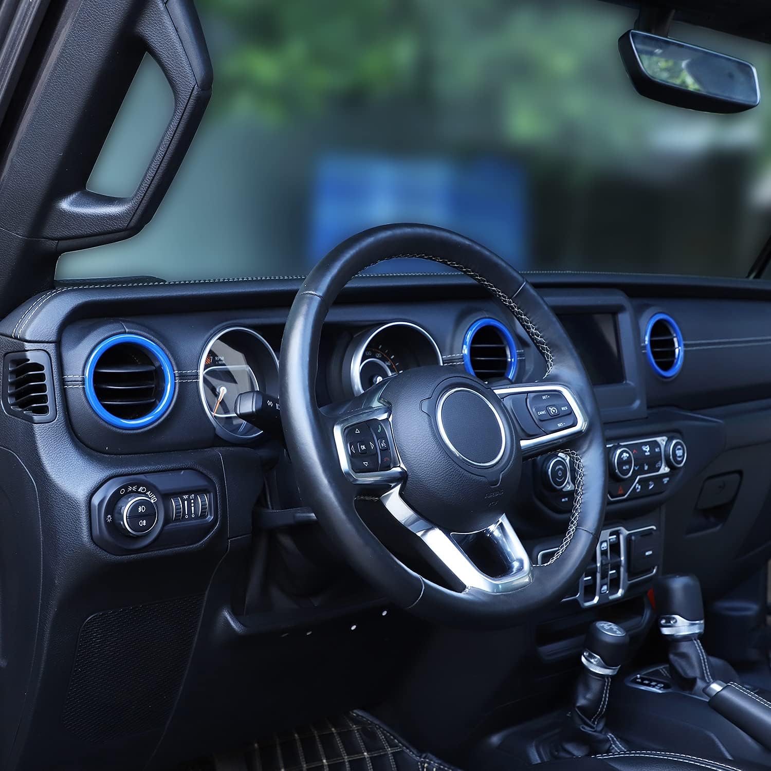 JeCar Interior Trim Kit Dashboard Air Conditioner Vent Ring Interior Accessories Compatible with Jeep Wrangler 2018-2023 JL & 2020-2023 Gladiator JT, Blue
