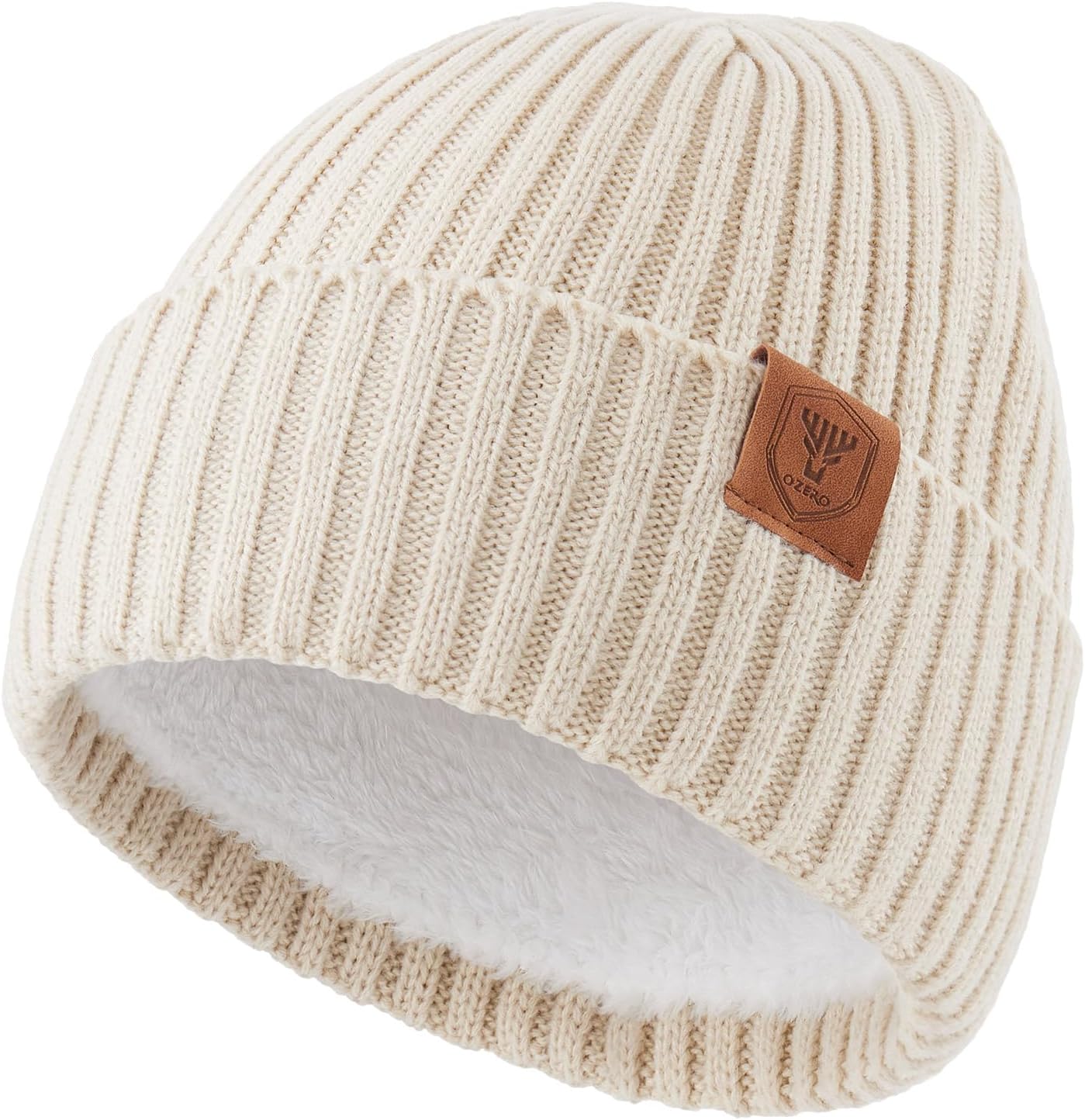 OZERO Knit Beanie Winter Hat, Thermal Thick Polar Fleece Snow Skull Cap for Men and Women