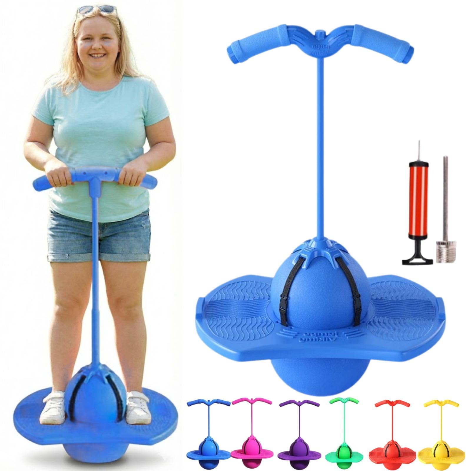 Balance Jumping Ball - Balance Board With Handle, Crazy Jumper Jump Ball Safe Hopper Ball for Indoor & Outdoor Play, Perfect for Balance, Coordination