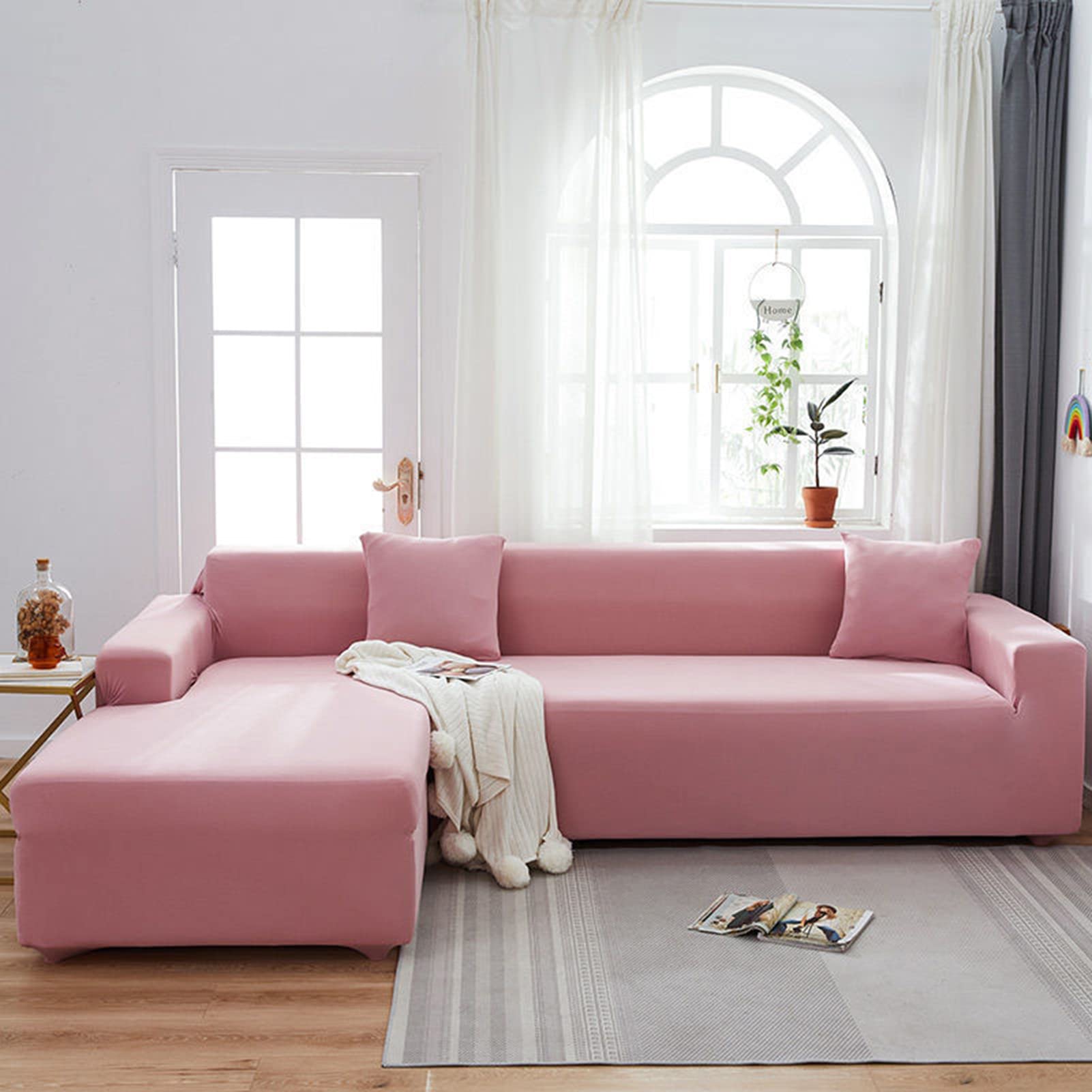 Housse de canapé extensible 4 places 235-300 cm K avec bord élastique