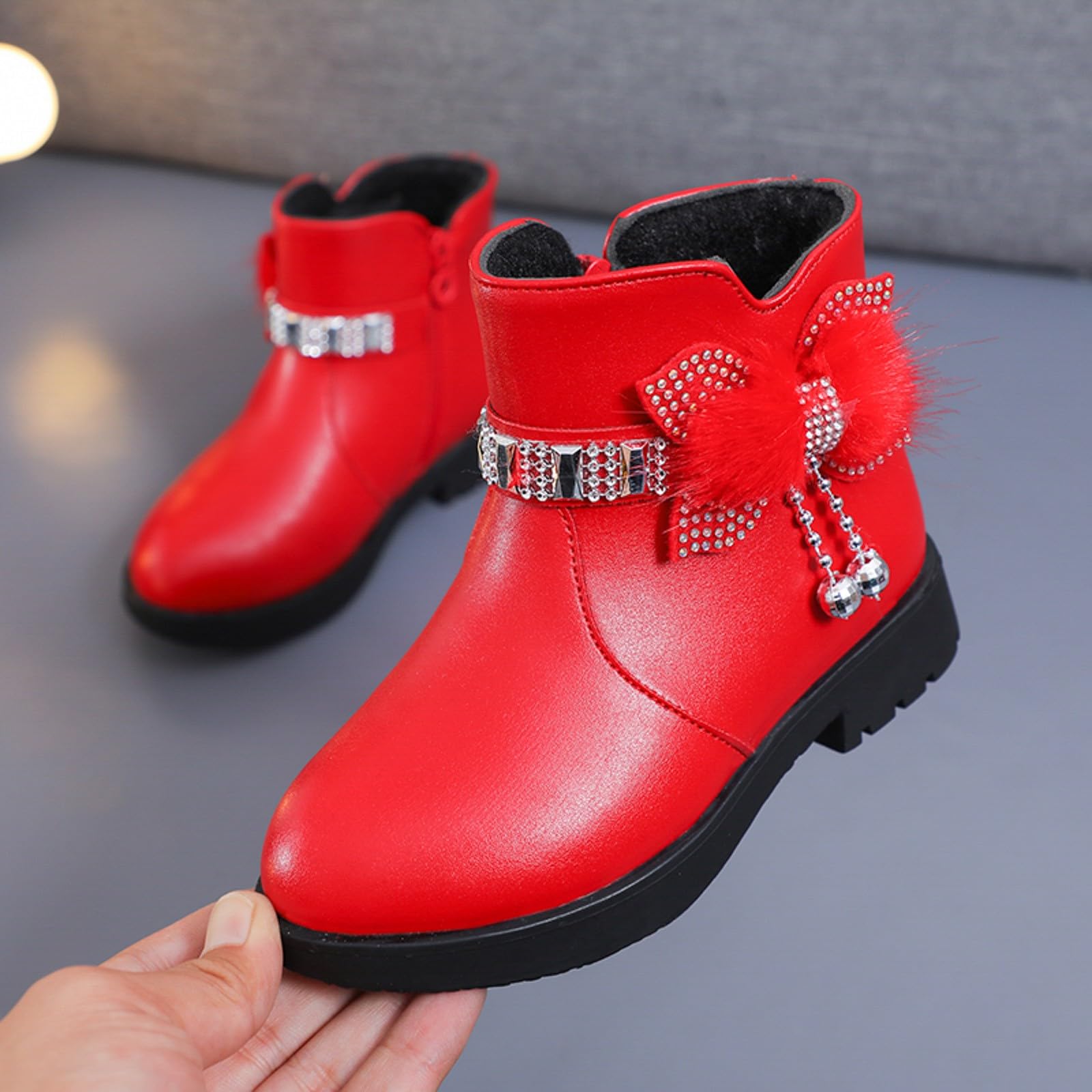 2026 Donne Inverno Stivali Bambini Scarpe Tacco Spessore Breve Caldo In Pelle Bambino Bow Carino