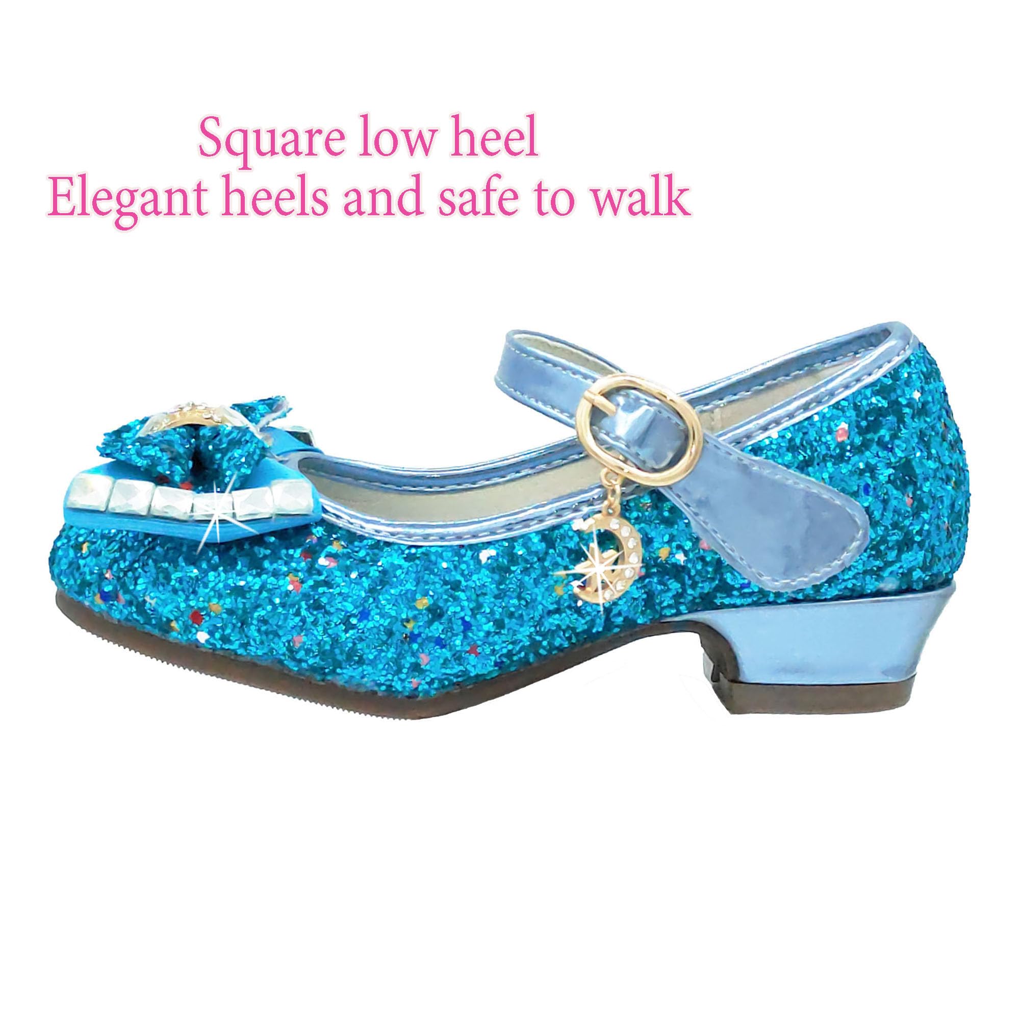 Zapatos Princesa Niñas Zapatos Tacon Niña Princesa Disfraz Zapatos Purpurina Tacones Niña Infantiles Zapatos Niña Vestir Lentejuelas Merceditas Niña Zapatos Fiesta Niña Regalo Niña EU26-36