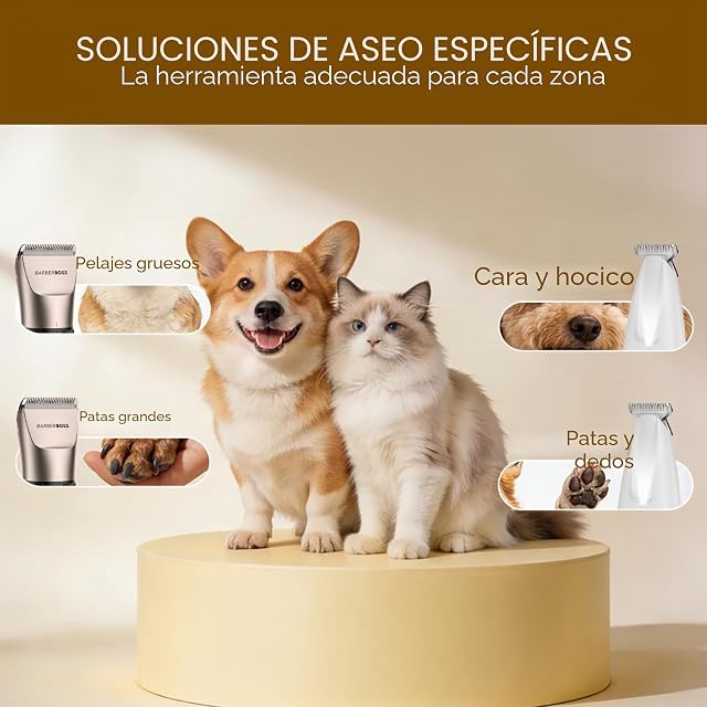 Foto 4 de 8 de BarberBoss Cortapelos inalámbrico para perros, impermeable, cuchillas de cerámica, pantalla LED, carga rápida