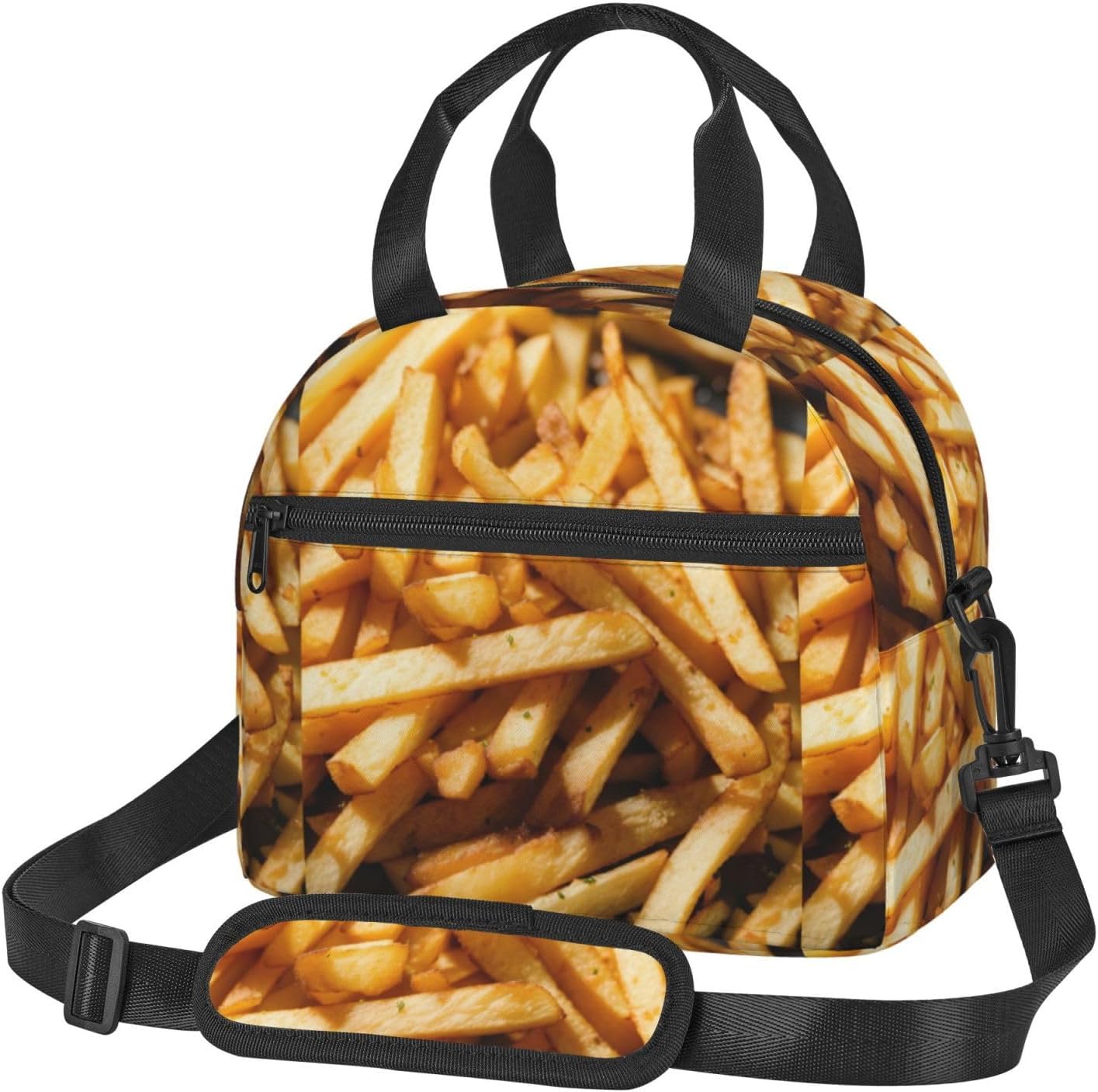 Fast Food Print Reusable Lunch Bag Insulated Lunch Boxes for Office Work Picnic Tote Bag Adjustable