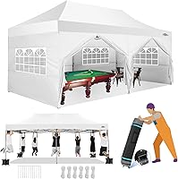 Vista 26 de COBIZI 10x10 Gazebos desplegables en oferta 11x11 Tienda de campaña con toldo fácil de montar al aire libre, Gazebo impermeable portátil