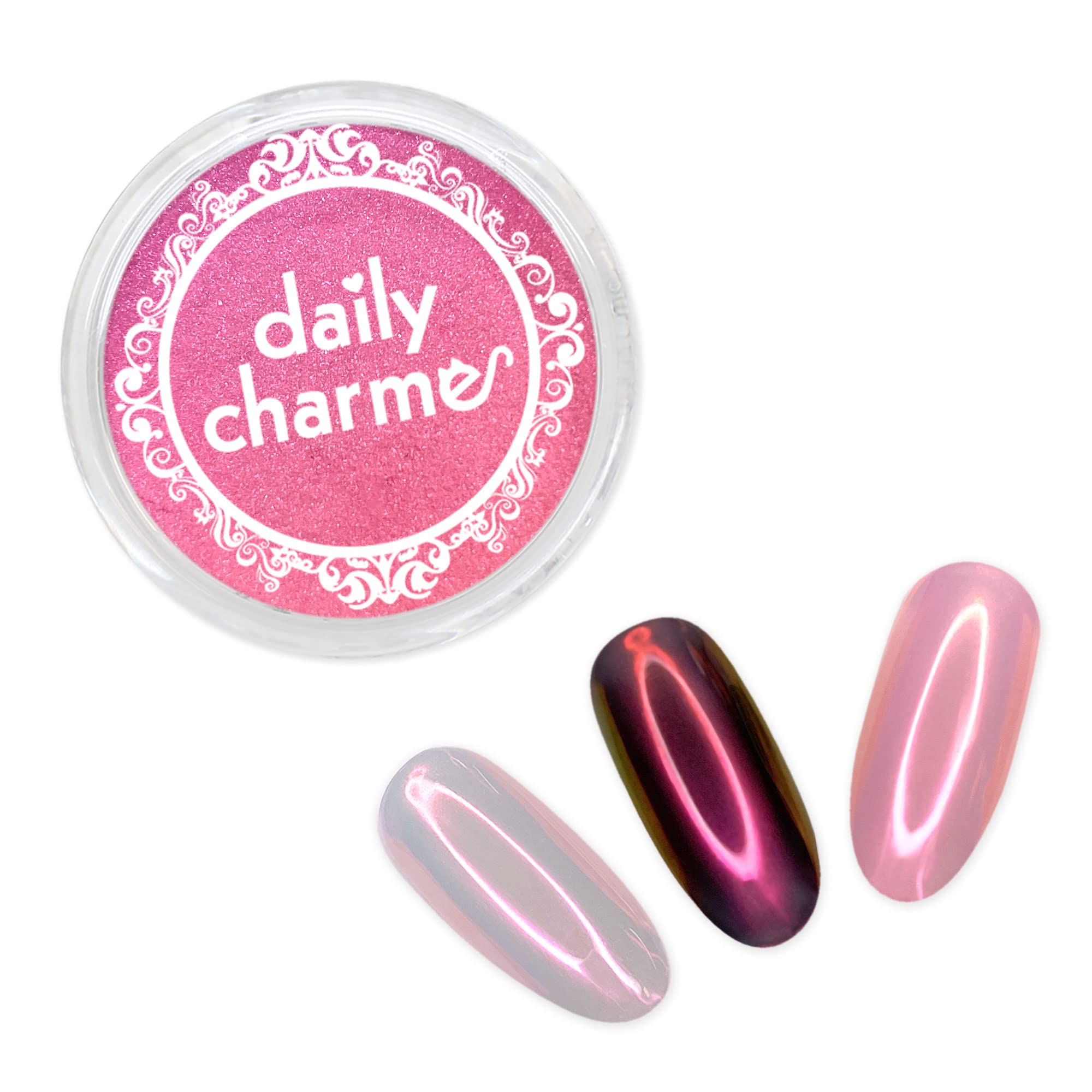 Daily Charme Stardust Chrome Powder (Ruby) 1g, Iridescent Holographic Effect Vibrant Chrome Pigment for Nails, Home DIY/Nail Salon Manicure