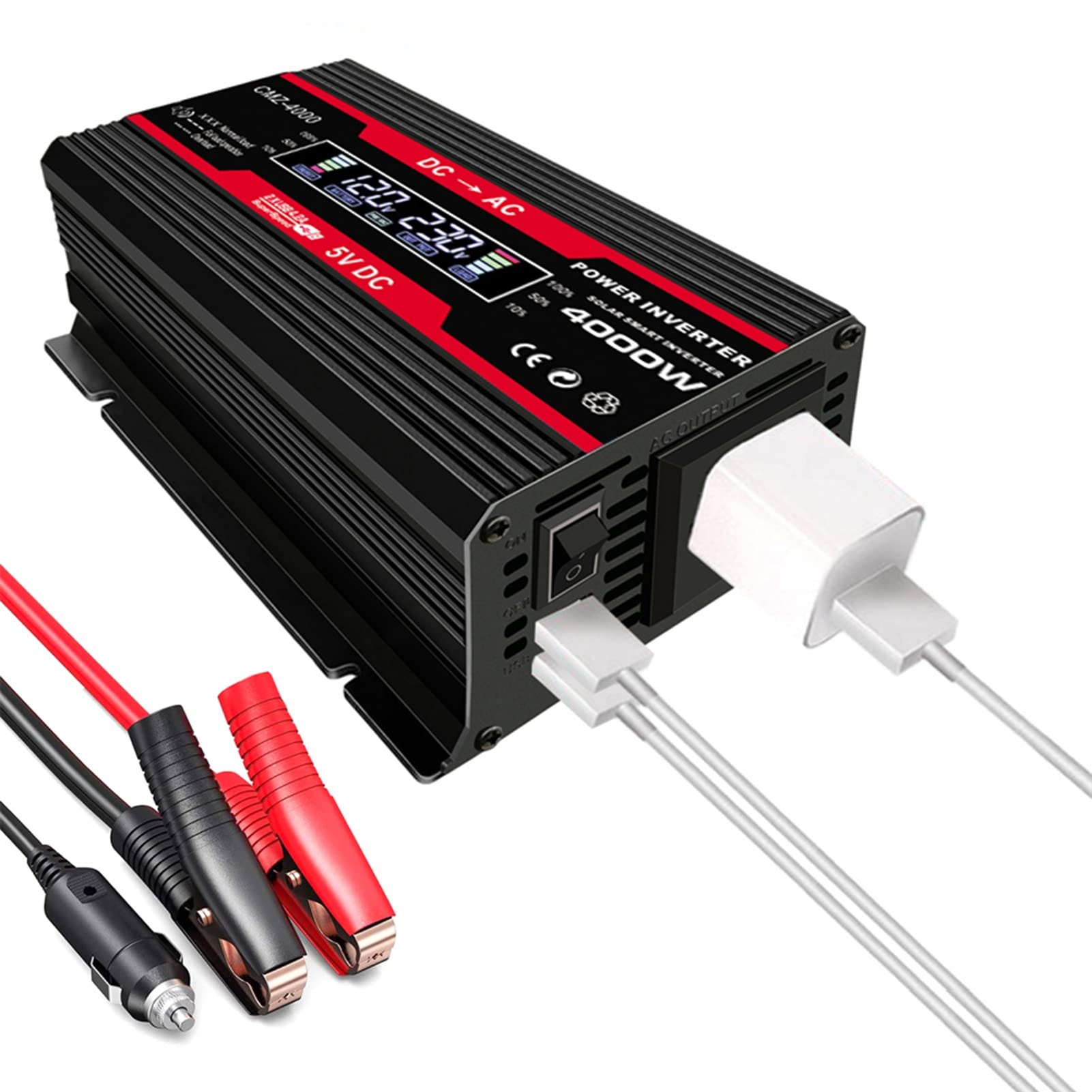 Czysty falownik sinusowy 300 Watt Inverter DC 12V do AC 110V/220V z wyświetlaczem LCD (Color : 220V)