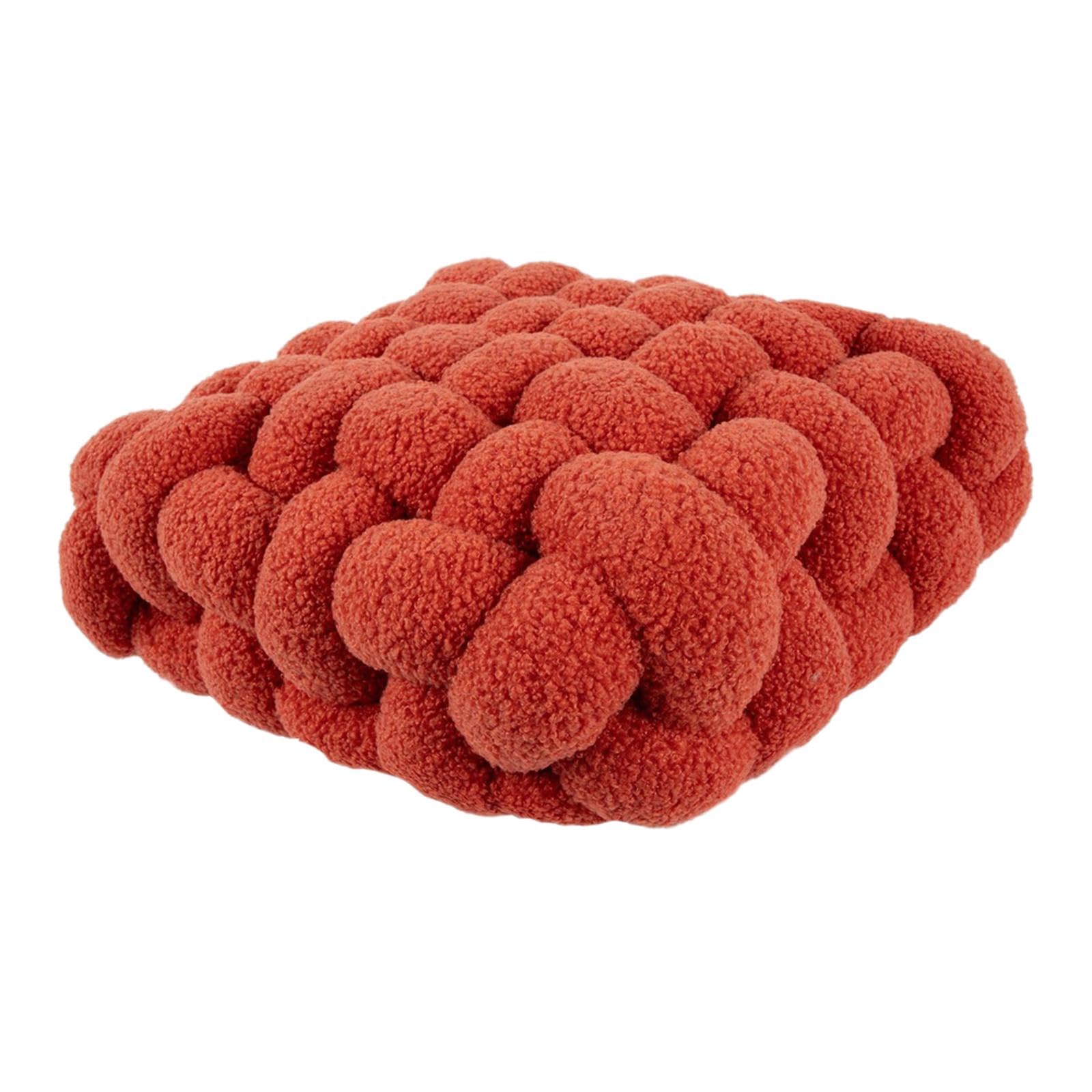 Gewebtes sitzkissen Bodenkissen Kinder, Handgewebtes Sofa Rücken Extra Dicke Sitzauflagen, Plüschkissen für Restaurant,Wohnzimmer,Indoor u. Outdoor,40x40x12cm,Grapefruitrot