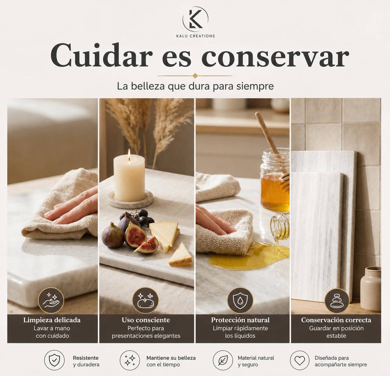 Tabla de cortar de mármol 40 × 30 cm – Piedra natural para cocina – Ideal para quesos, embutidos, sushi y aperitivos – Hecha a mano en Italia – Kalu Creations