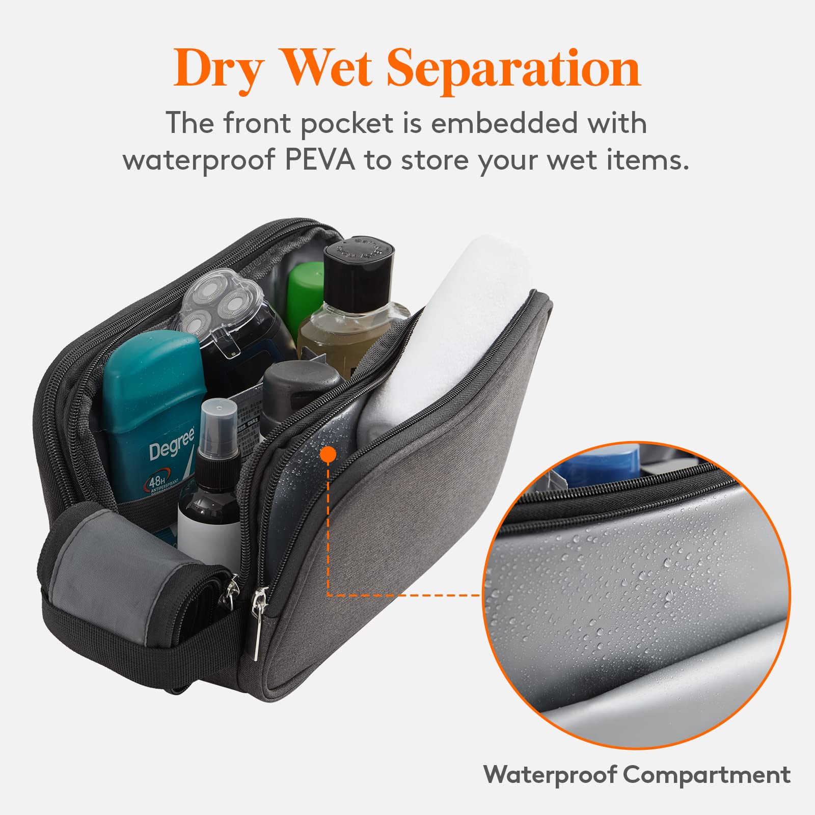 Lifewit Beauty Case Viaggio, Trousse Resistente all'Acqua per Prodotti da Toeletta e Accessori da Barba, Medio, Nero
