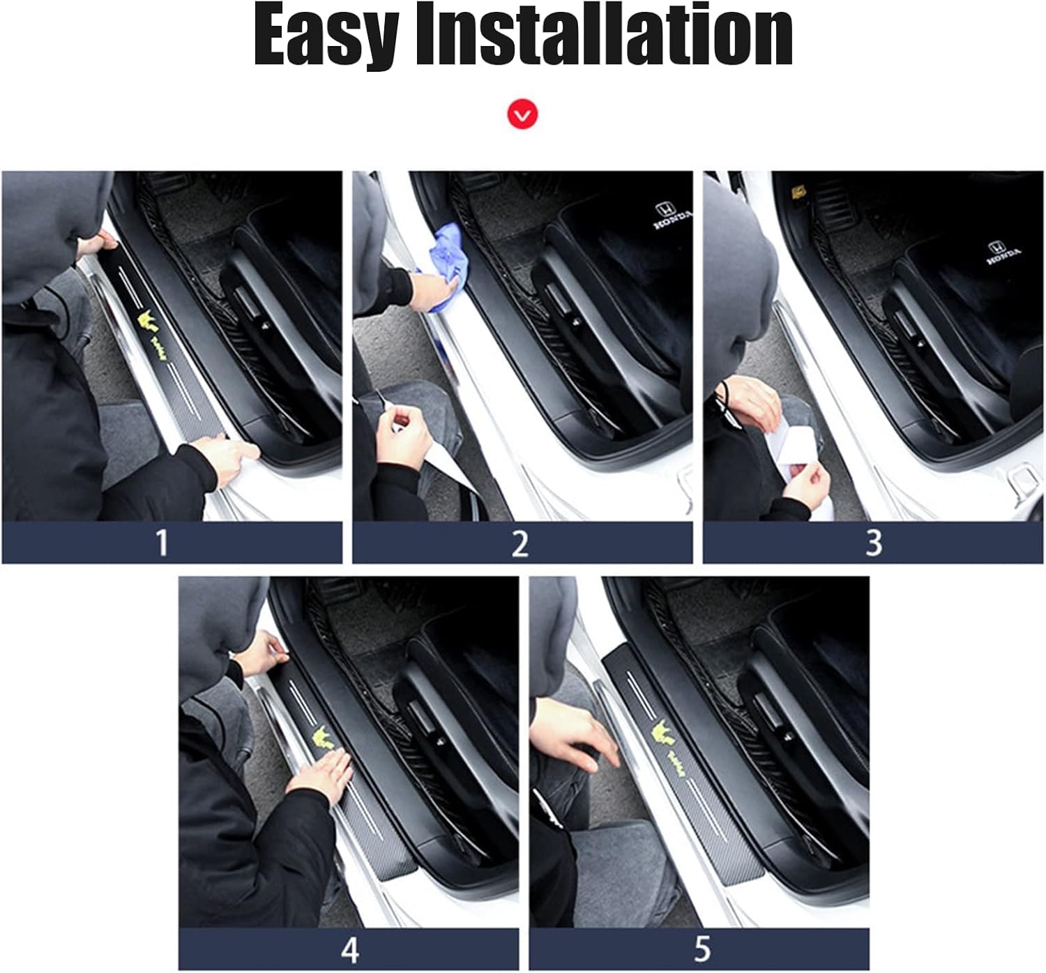 Auto Kohlefaser Einstiegsleisten TüRschweller Aufkleber für Mitsu-bishi, 4 Stück Car Kick Plates Schutz AntiKratz Abnutzungs Türschweller Protector,White
