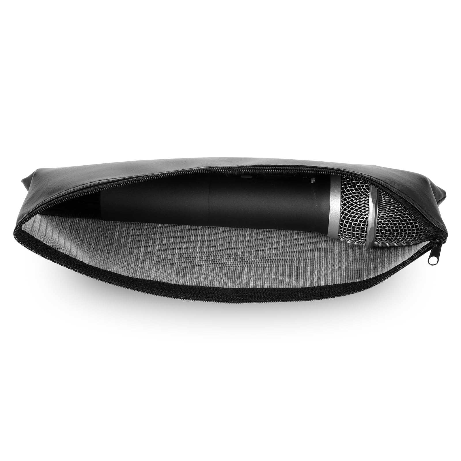 Microphone Bag, PU Zippered Mic Bag Microphone Storage Bags Shockproof Vocal Microphones Protector Portable Mic Bags for Easy Carry Wired and Microphones(Black)