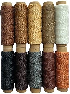Vanboon 10 Colors 150D Leather Waxed Thread Sewing Stitching String Cord for Leather Craft DIY Projects, 0.8mm Diameter, 330 Yards