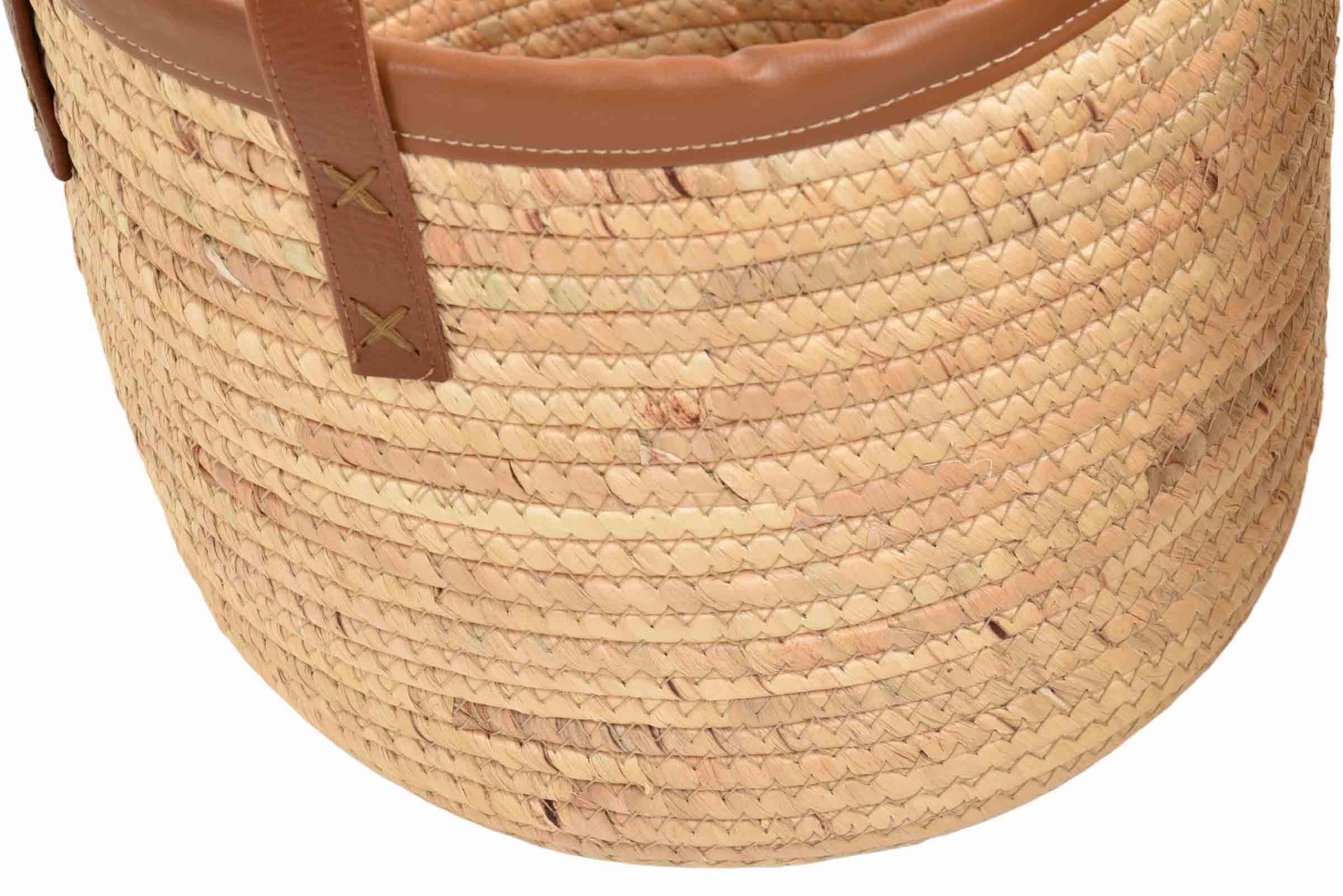 Zestaw 2 koszy dekoracyjnych z trawy morskiej do przechowywania, ręcznie wykonany kosz pleciony, kosz naturalny (kolor naturalny, okrągły, Ø 40 / Ø 30 cm)