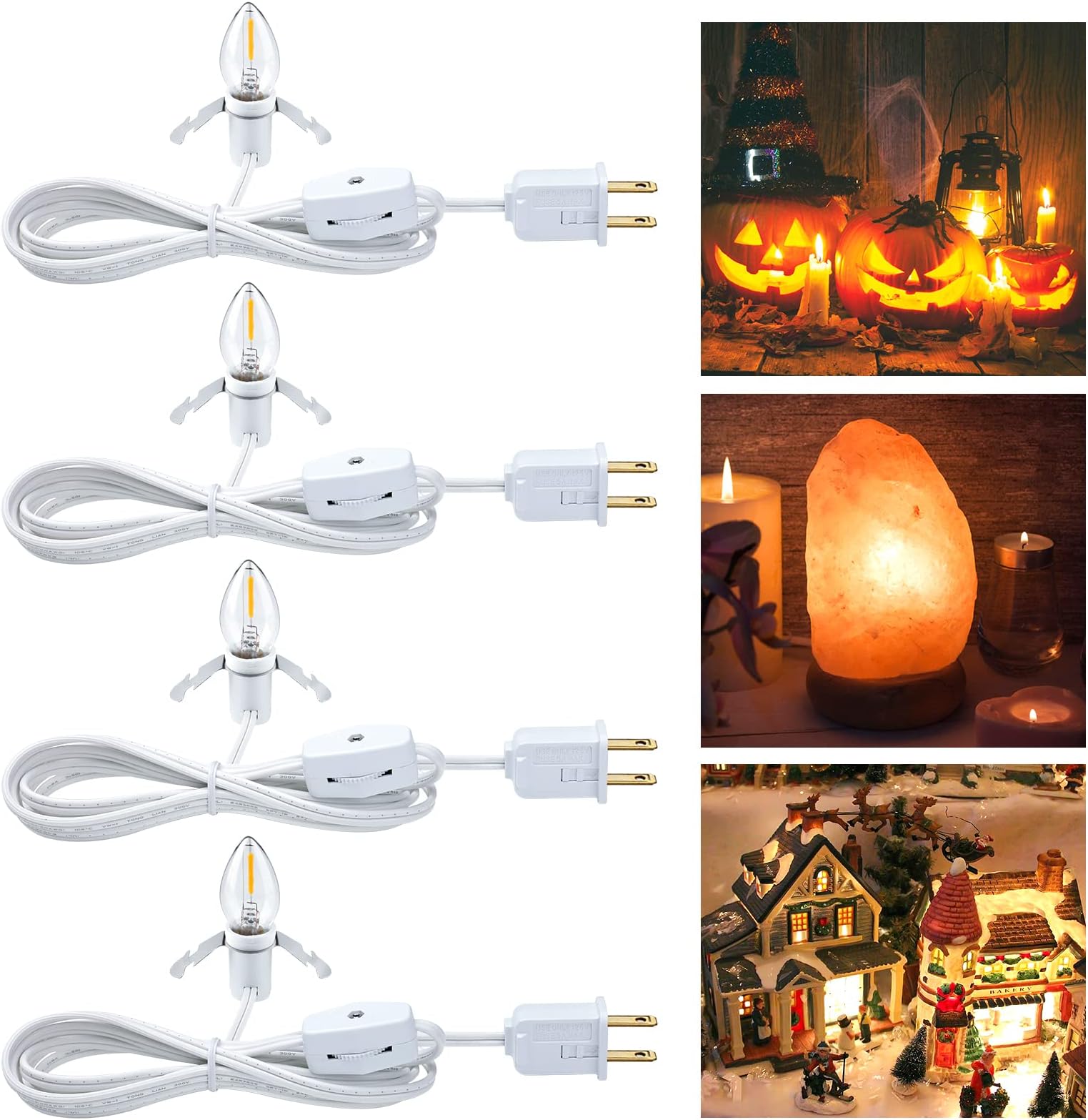 Aomitop Christmas Village Lights with 4 Led Light Bulb, LED Light Bulb