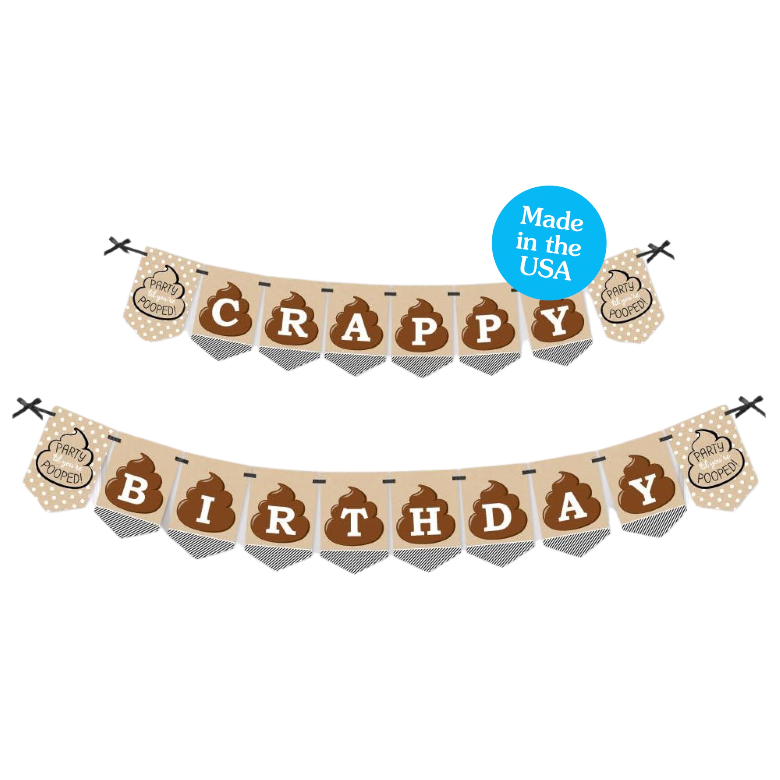 Big Dot of Happiness - Party 'Til You're Pooped - Poop Emoji Birthday Party Bunting Banner - Crappy Birthday Decorations