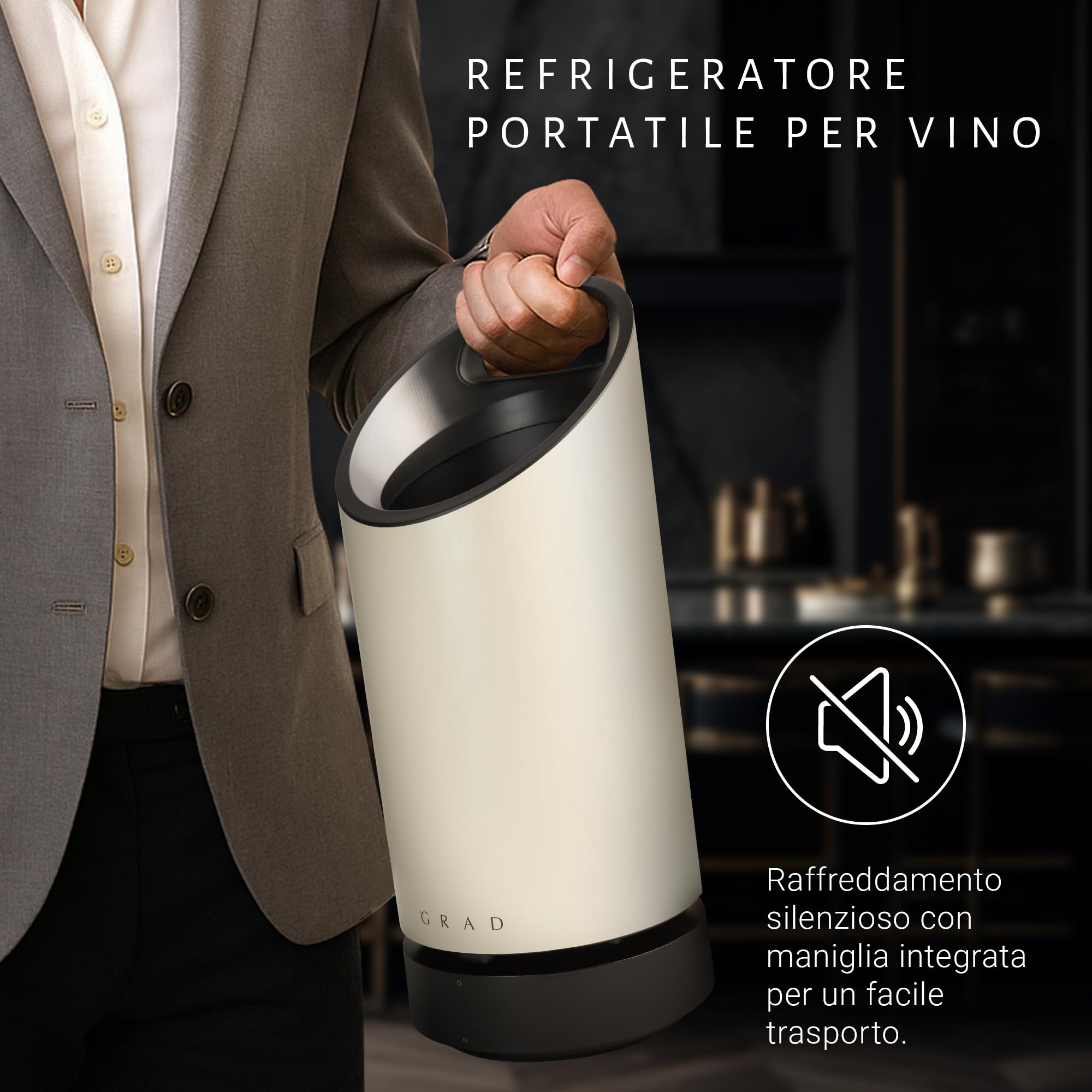 Grad - No.1 Cooler - Bianco sporco - Il design isolato mantiene le bevande fredde per ore - Perfetto come regalo di vino per ogni occasione - Adatto a bottiglie fino a 10 cm di diametro