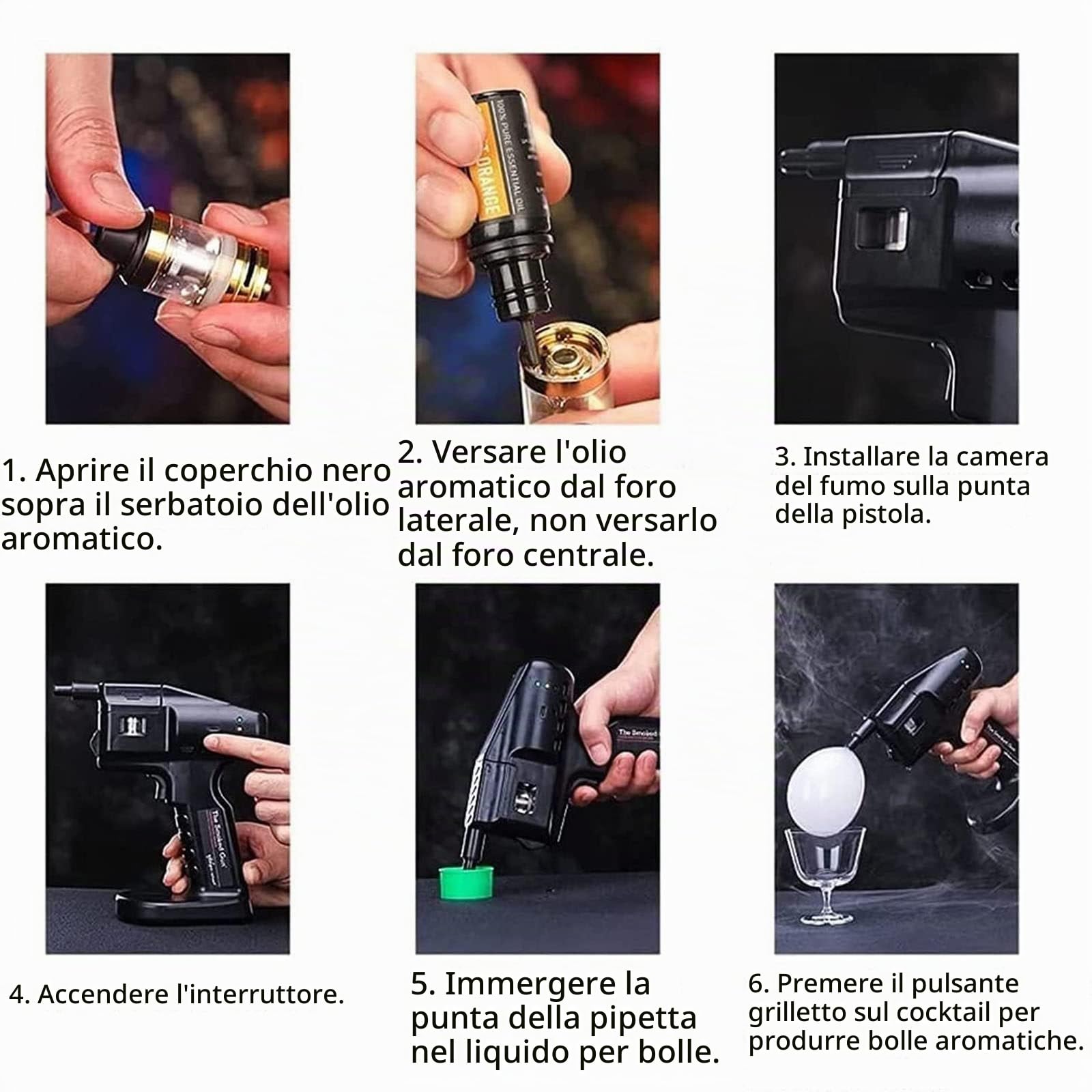 Cocktail Bubble Maker Kit, Handheld Cocktail Smoke Bubble Gun, Strumento Generatore Di Fumo Per Cibo Affumicato, Cocktail, Regalo Per Gli Amanti Del Fumo, Chef O Baristi,E