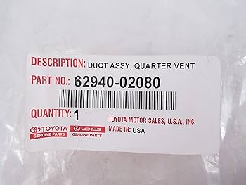 Amazon.com: Genuine Toyota 62940-02080 Quarter Vent Duct