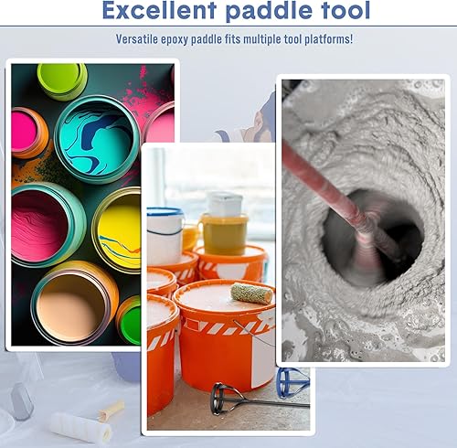 Miniatura 5 de Therwen Agitador de pintura de 3 piezas para taladro para cubos de 1 a 5 galones, se adapta a taladros estándar, fácil de limpiar, mezclador de