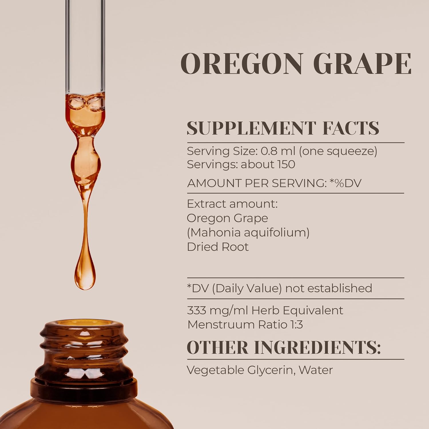 Oregon Grape Alcohol-Free Natural Tincture Extract, Immune System Booster, Liquid Drops Made from 100% (4 fl oz)